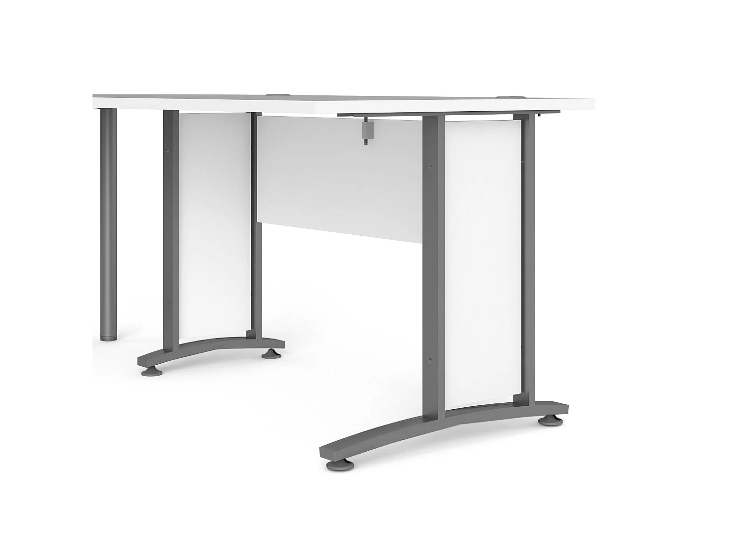 Escritorio Heling, esquinero, 200x200x75h cm blanco, color de estructura gris, tablero de madera melaminada