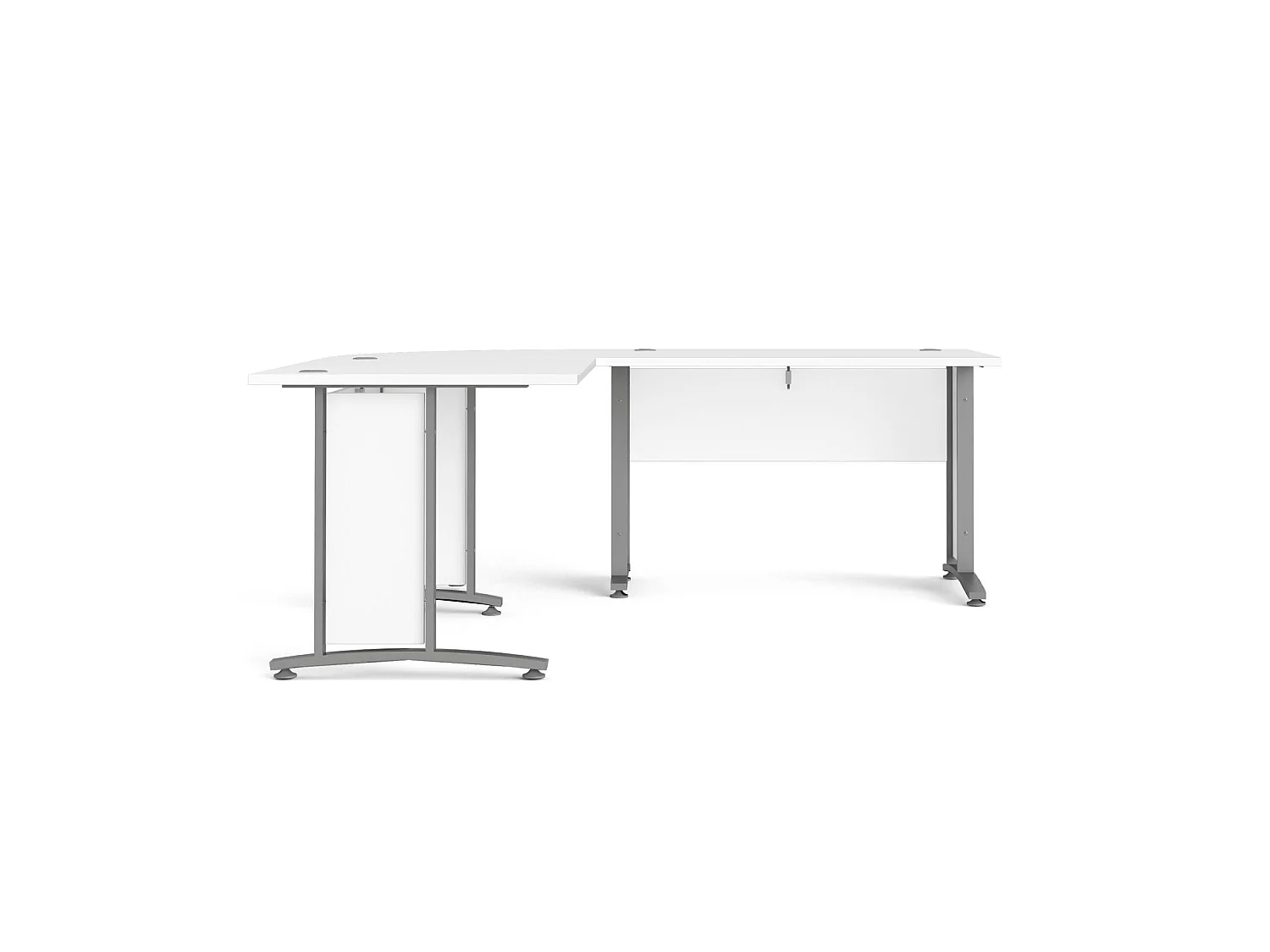 Escritorio Heling, esquinero, 200x200x75h cm blanco, color de estructura gris, tablero de madera melaminada