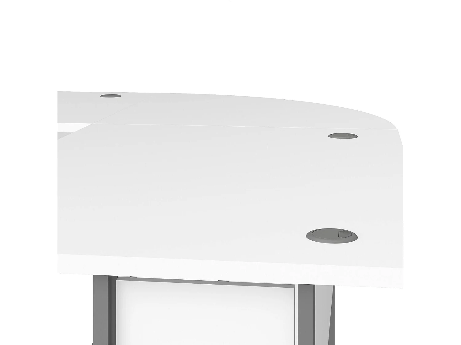 Escritorio Heling, esquinero, 200x200x75h cm blanco, color de estructura gris, tablero de madera melaminada