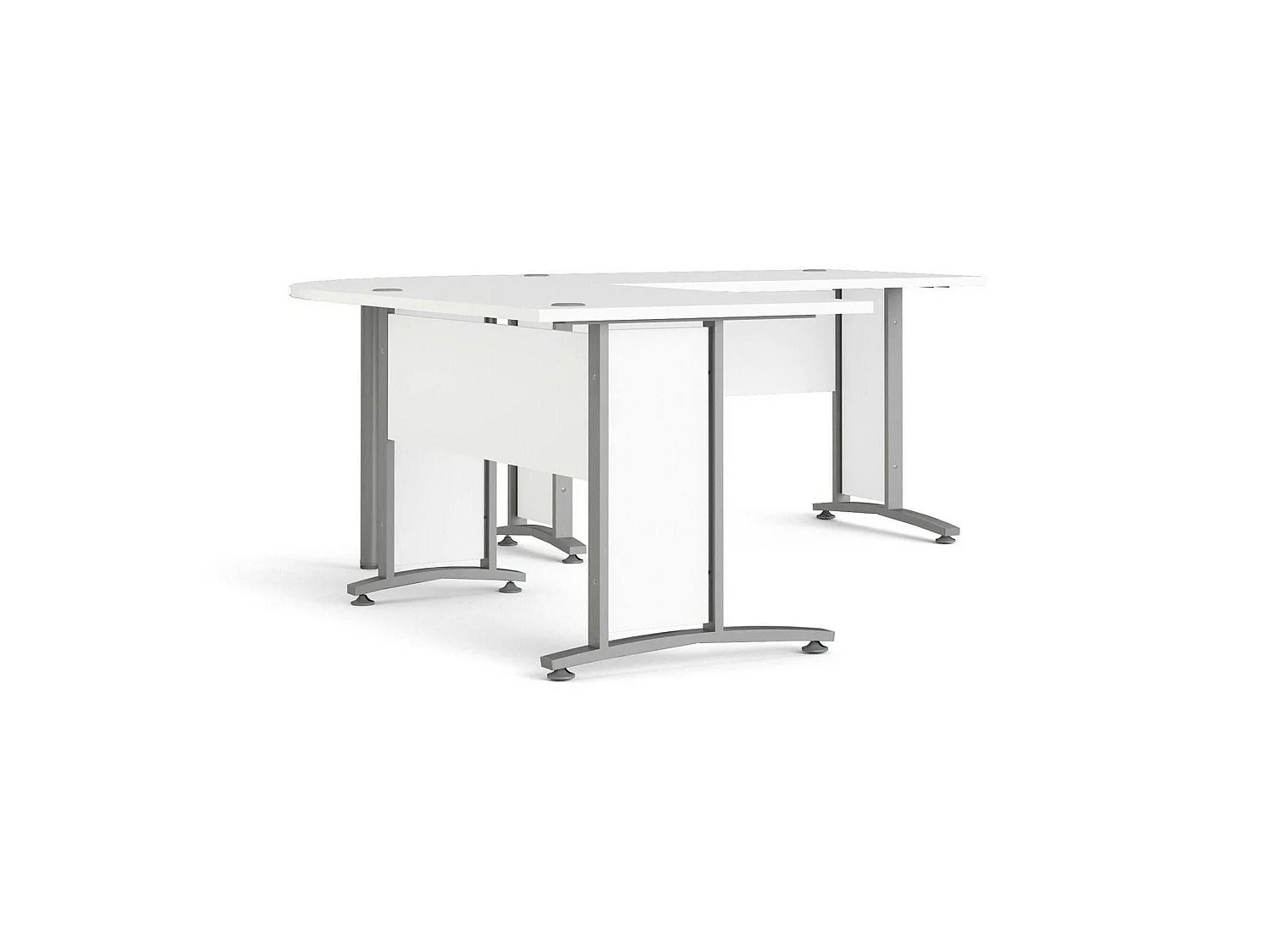 Escritorio Heling, esquinero, 200x200x75h cm blanco, color de estructura gris, tablero de madera melaminada