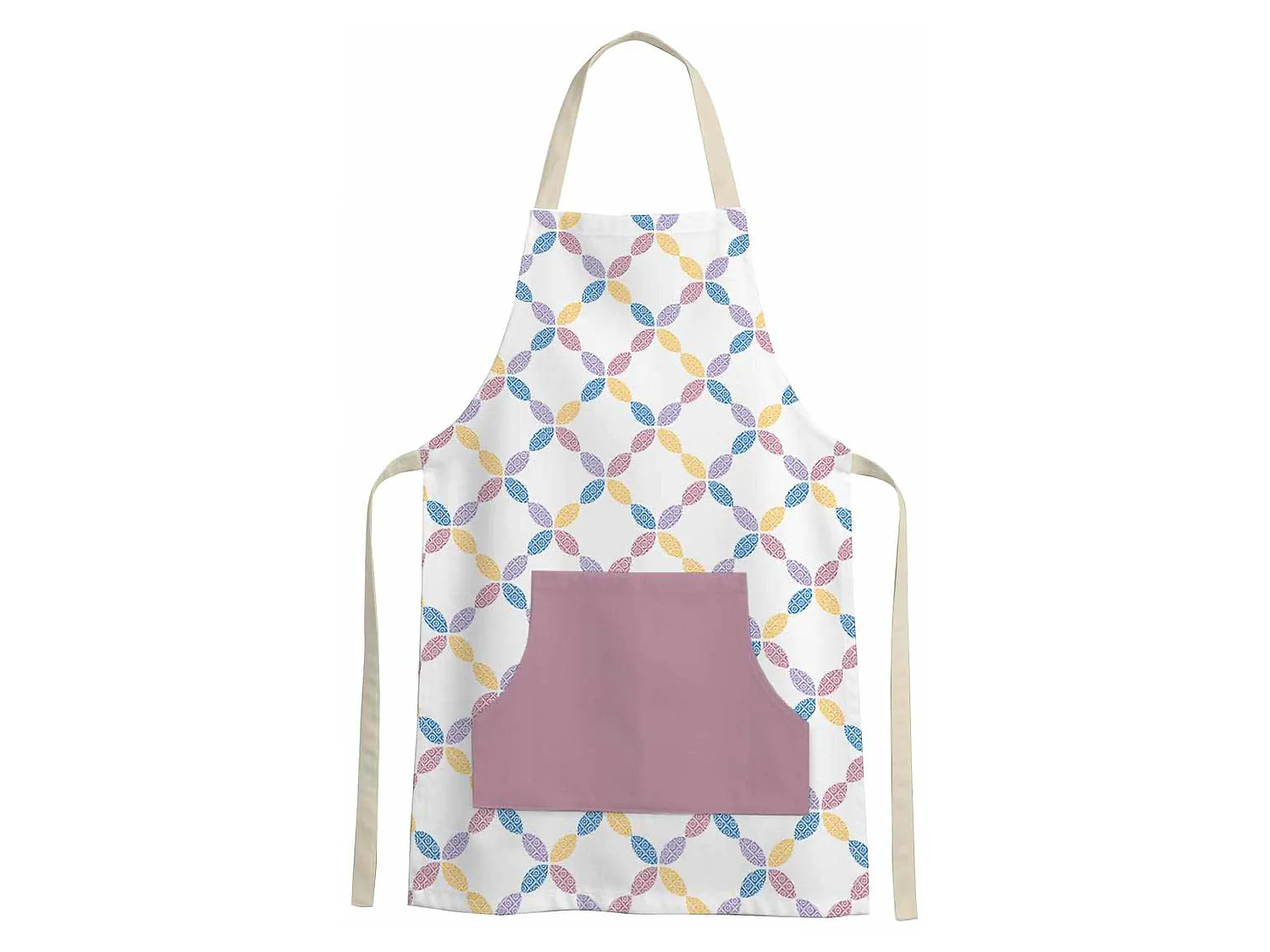 Tablier de Cuisine Palitoba, Lavable en Machine à 30°, Rose, Structure Multicolore