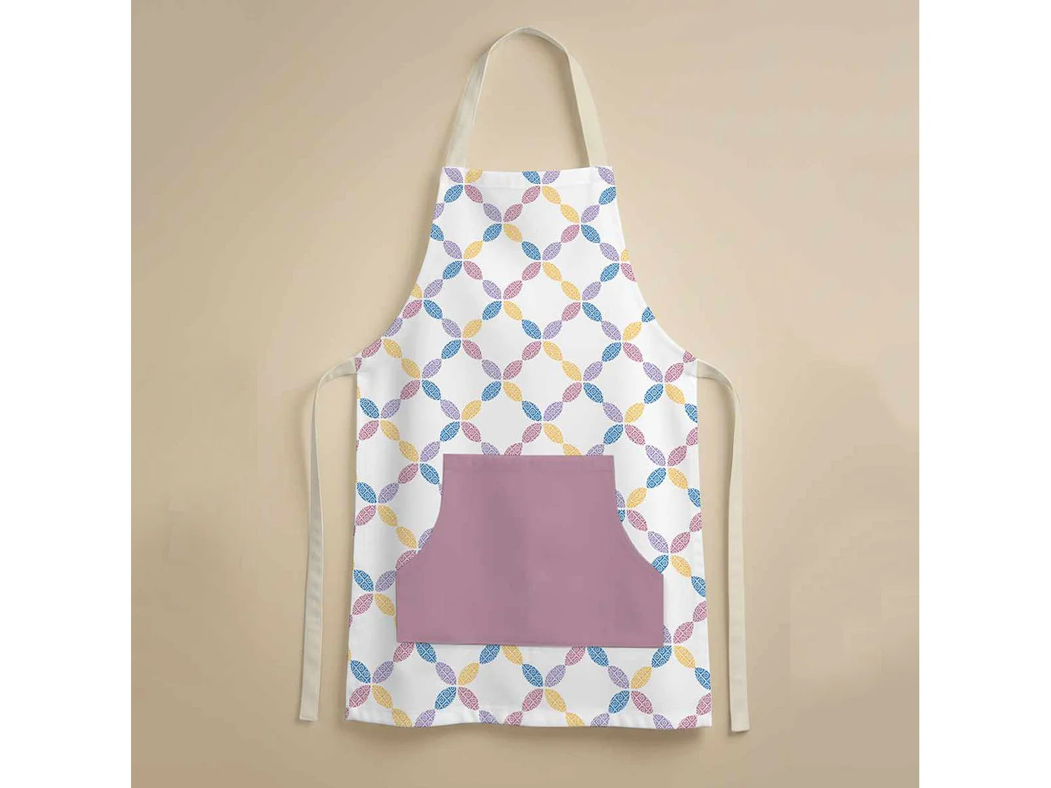 Tablier de Cuisine Palitoba, Lavable en Machine à 30°, Rose, Structure Multicolore