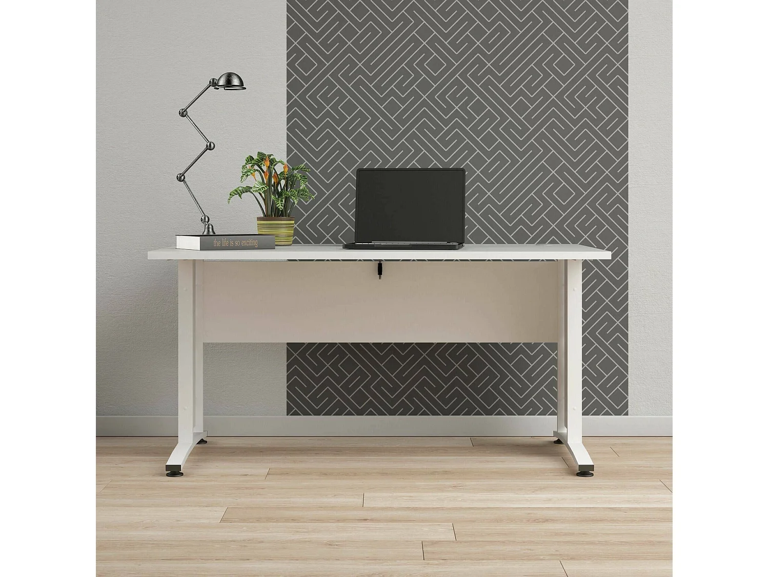 Escritorio Ascorbato, tablero de madera melaminada, 150x80x75h cm, blanco, color del tablero blanco