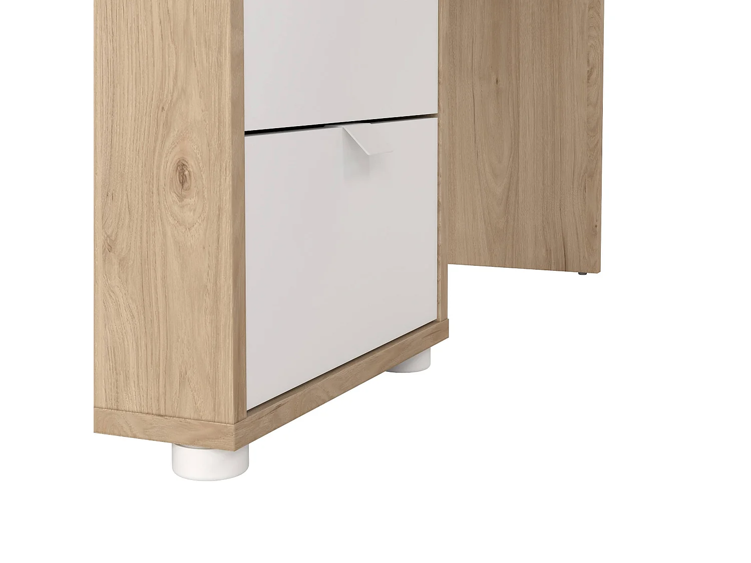Escritorio Medard, 3 cajones, 150x100x76h cm, roble marrón, tablero en madera melaminada, estructura tono roble