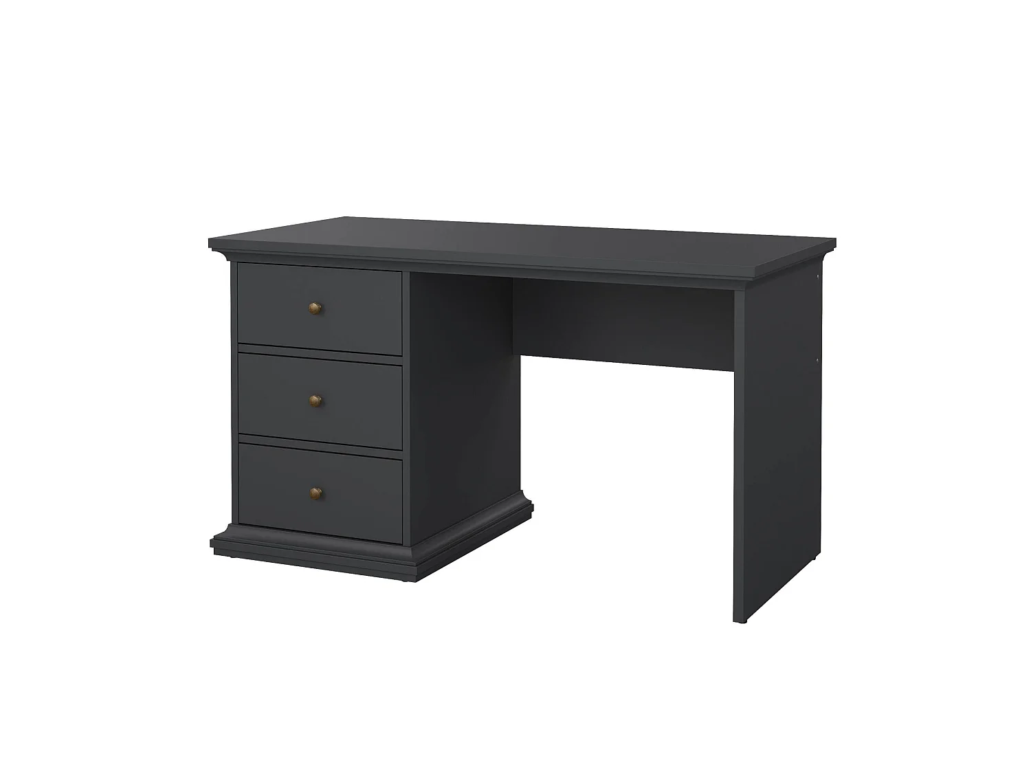 Bureau Agia, 3 lades, 130x62x74h cm grijs, pc-ondersteuning, kleur blad grijs