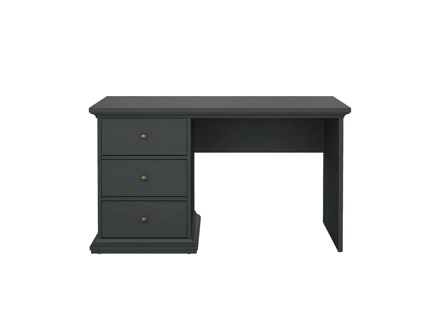 Bureau Agia, 3 lades, 130x62x74h cm grijs, pc-ondersteuning, kleur blad grijs
