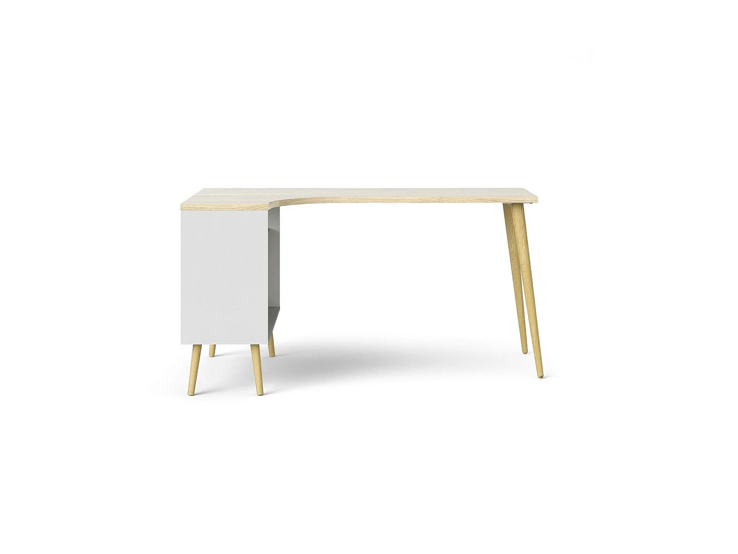 Escritorio Katherine, 2 cajones, 145x81x76h cm blanco, tablero de madera melaminada, color estante marrón