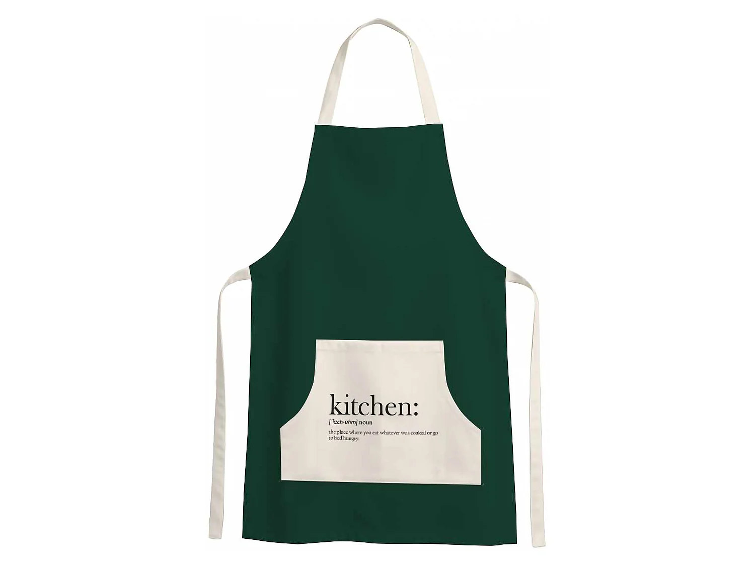 Tablier de Cuisine Palitoba, Lavable en Machine à 30°, Vert Foncé, Structure Blanche, Nuance de Structure Foncée