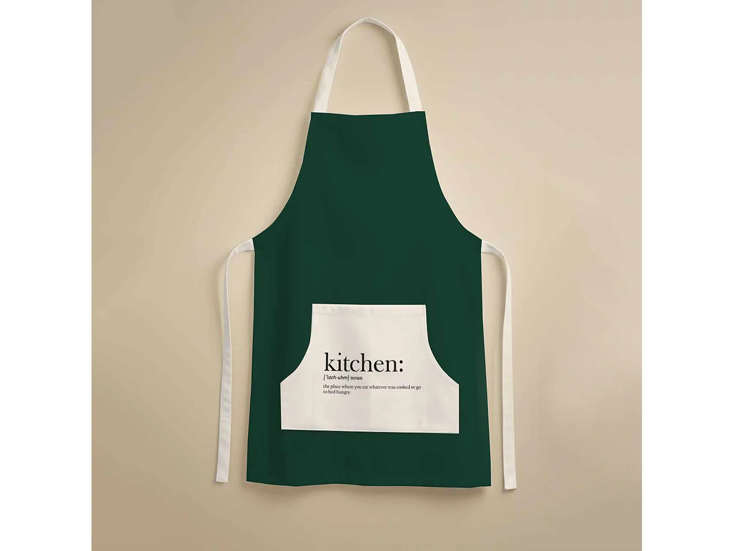 Tablier de Cuisine Palitoba, Lavable en Machine à 30°, Vert Foncé, Structure Blanche, Nuance de Structure Foncée