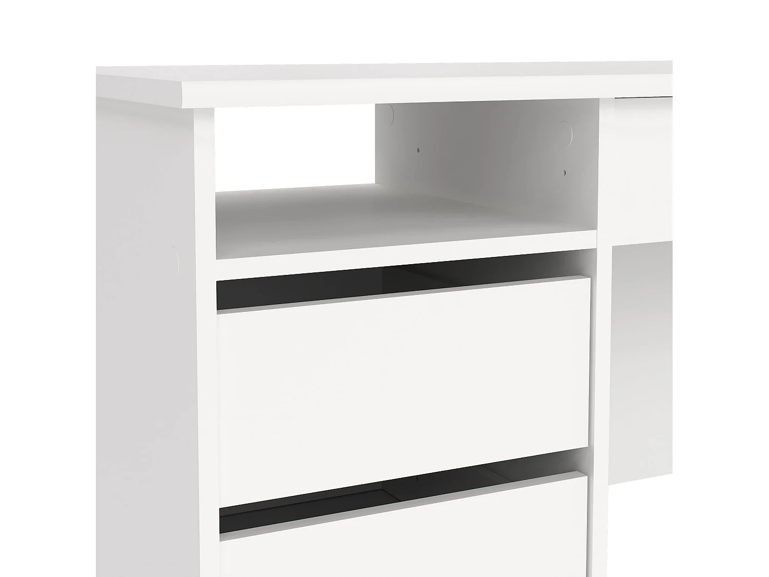 Bureau Franklin, 3 lades, 109x49x76h cm wit, 1 vak, blad van gemelamineerd hout