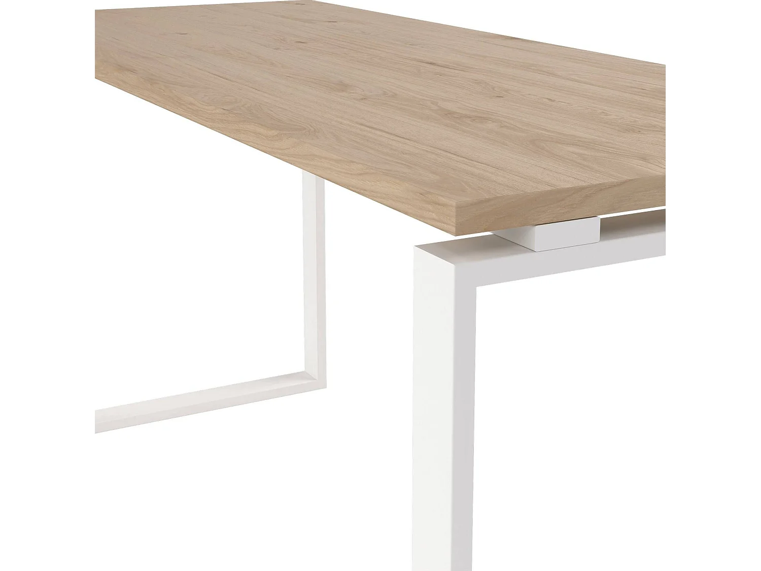 Bureau Arignano, framekleur wit, 150x60x76h cm eikenbruin, blad van gemelamineerd hout, plankkleur bruin