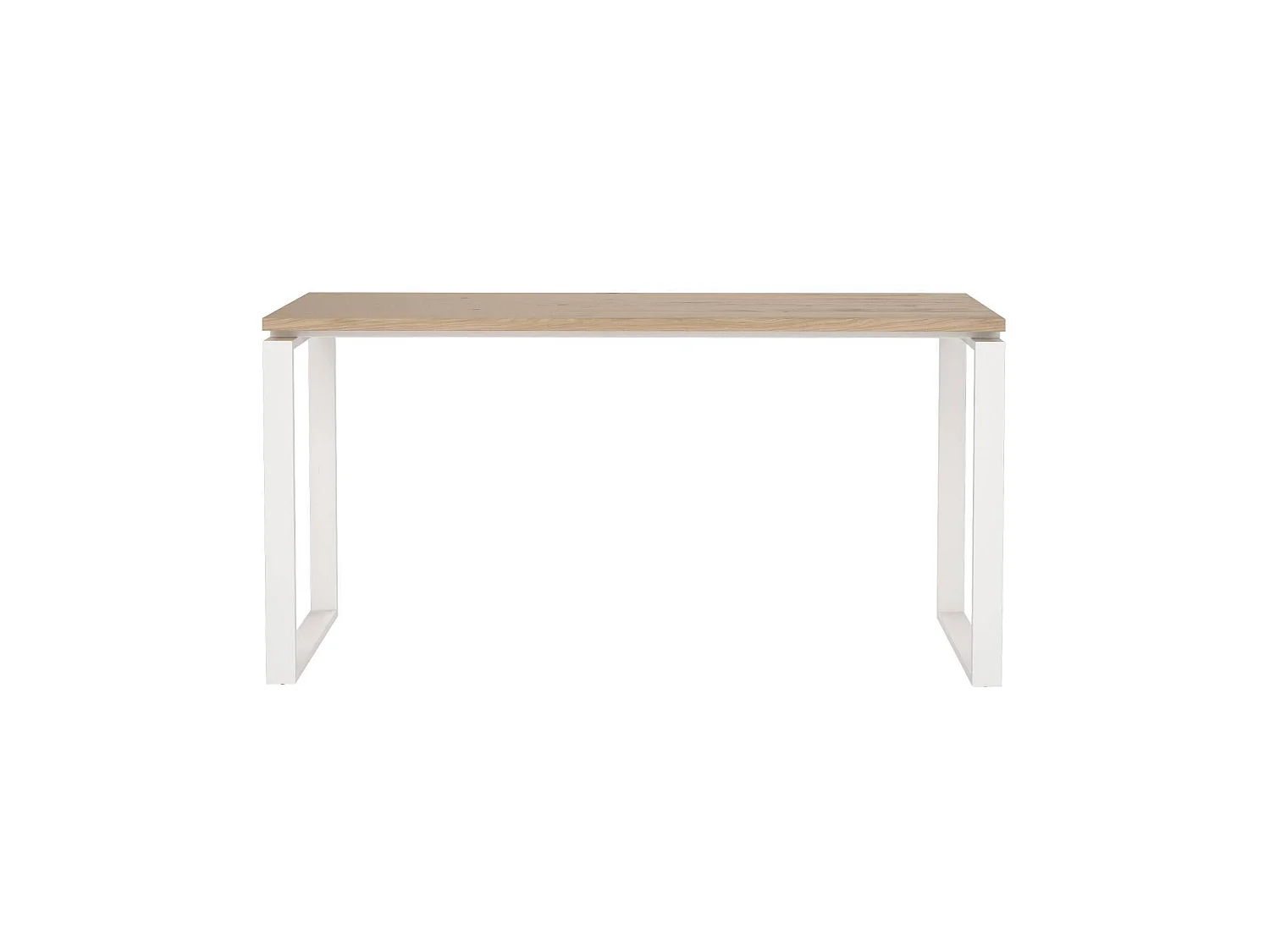 Bureau Arignano, framekleur wit, 150x60x76h cm eikenbruin, blad van gemelamineerd hout, plankkleur bruin