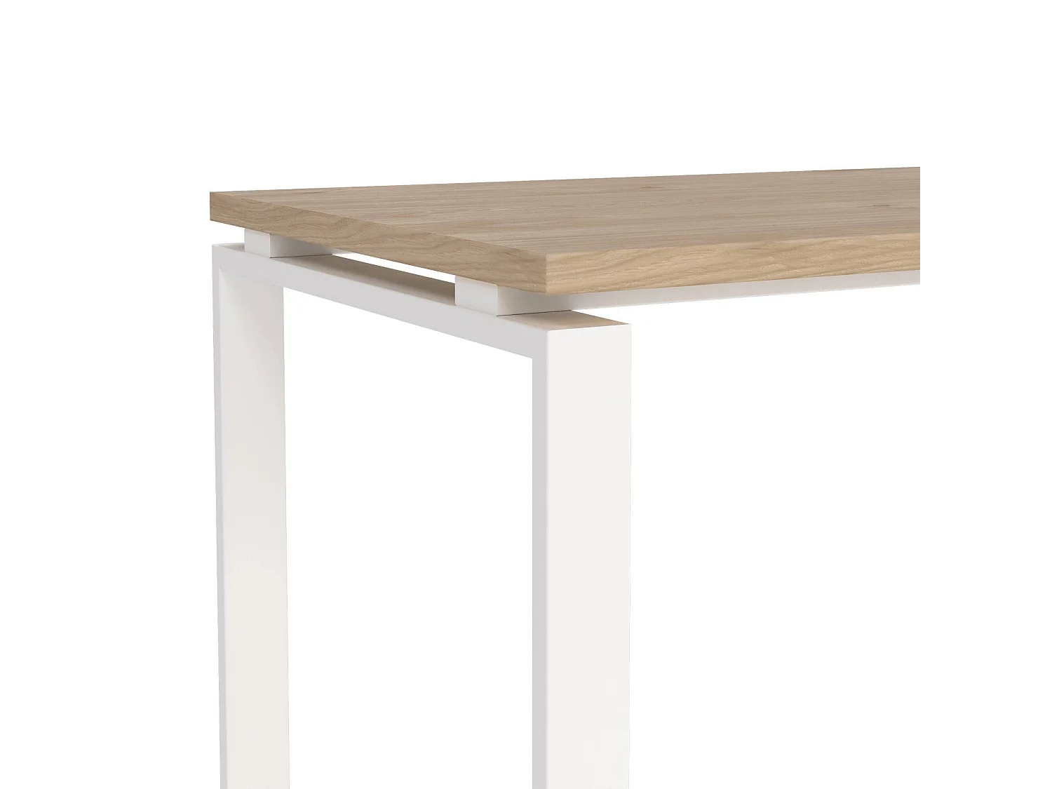 Bureau Arignano, framekleur wit, 150x60x76h cm eikenbruin, blad van gemelamineerd hout, plankkleur bruin
