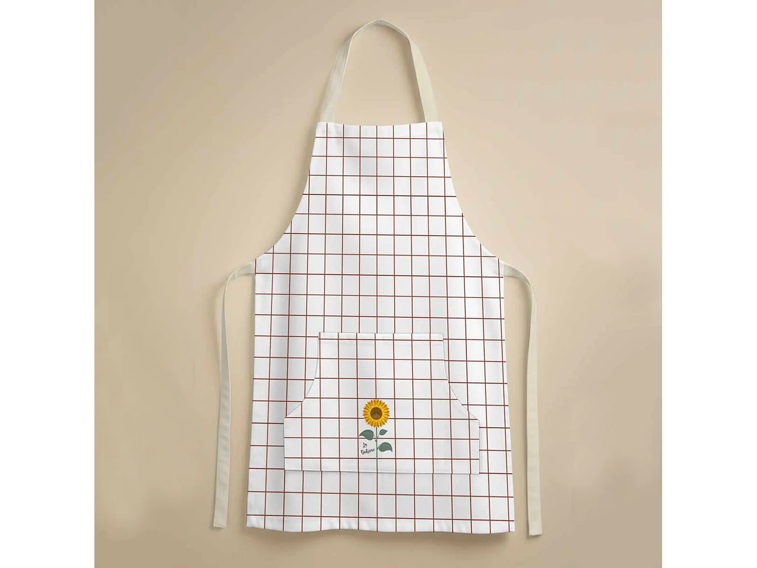 Tablier de Cuisine Palitoba, Lavable en Machine à 30°, Blanc, Structure Rouge