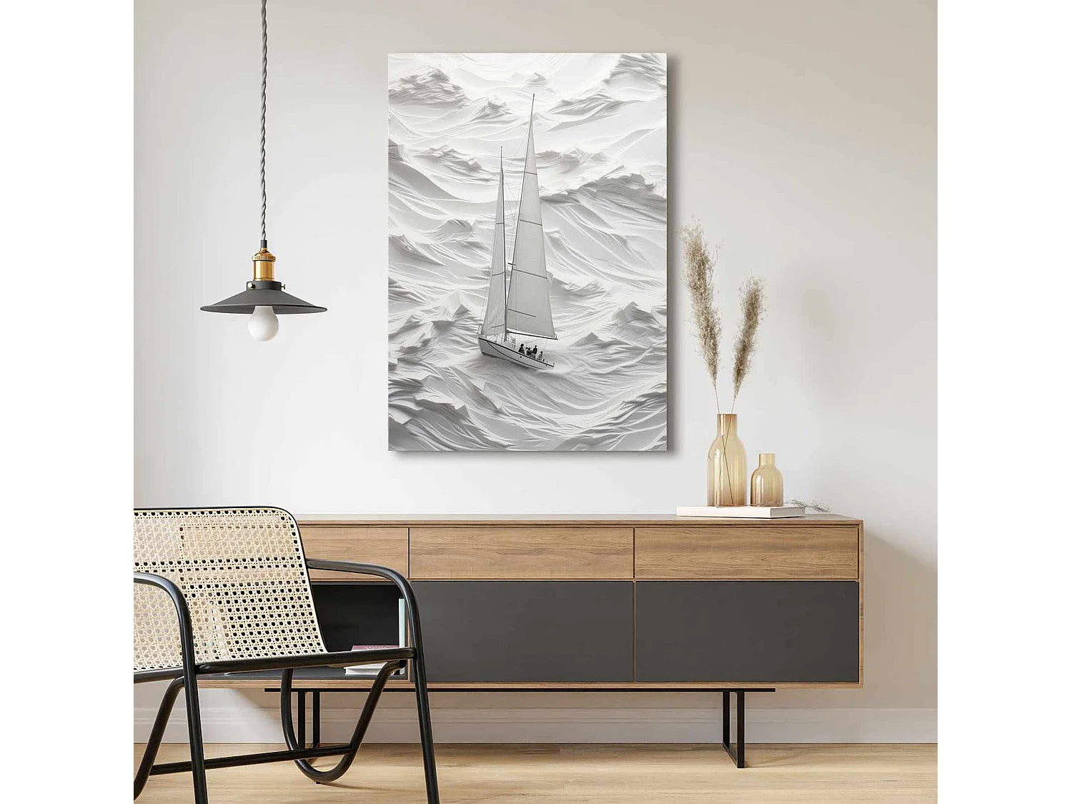 Tableau Nahaso, Structure en Tissu, 70x100h cm Multicolore, Bois Nobilité