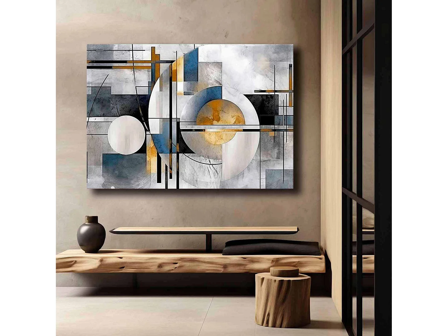 Tableau Nahate, Structure en Tissu, 70x100h cm Multicolore, Bois Nobilité, Structure Bois Nobilité