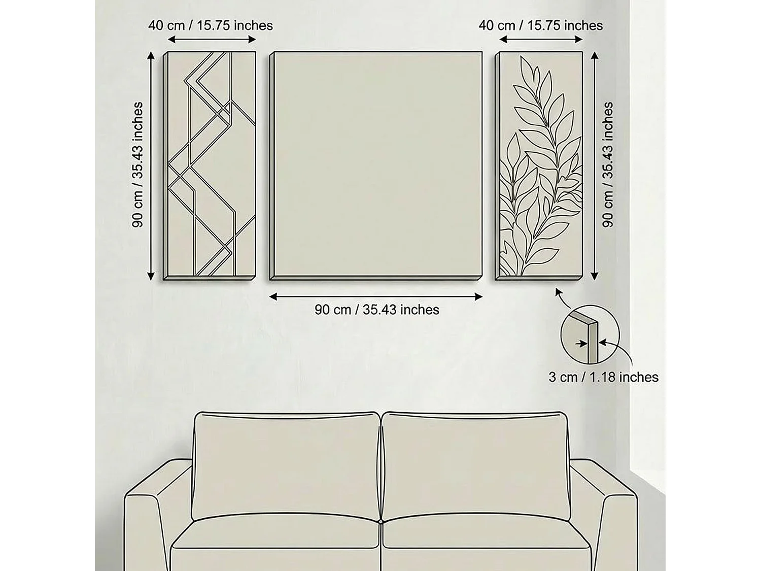 Tableau Nalimiba, structure en tissu, 90x90h cm multicolore, bois noble, bois noble