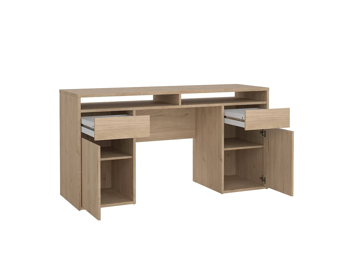 Bureau Leepi, 2 tiroirs, 48,2x149x77,4h cm Chêne Marron