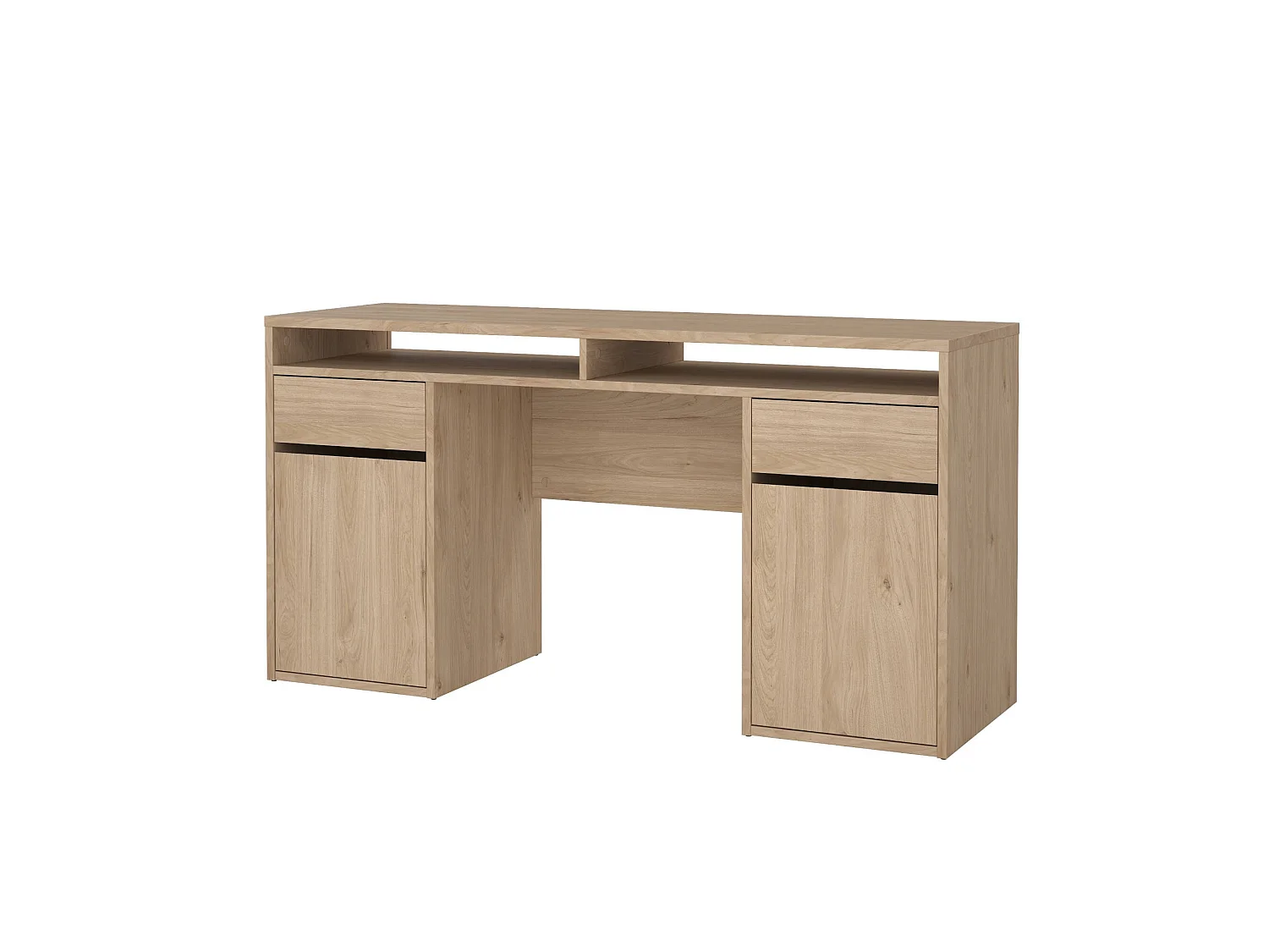 Bureau Leepi, 2 tiroirs, 48,2x149x77,4h cm Chêne Marron