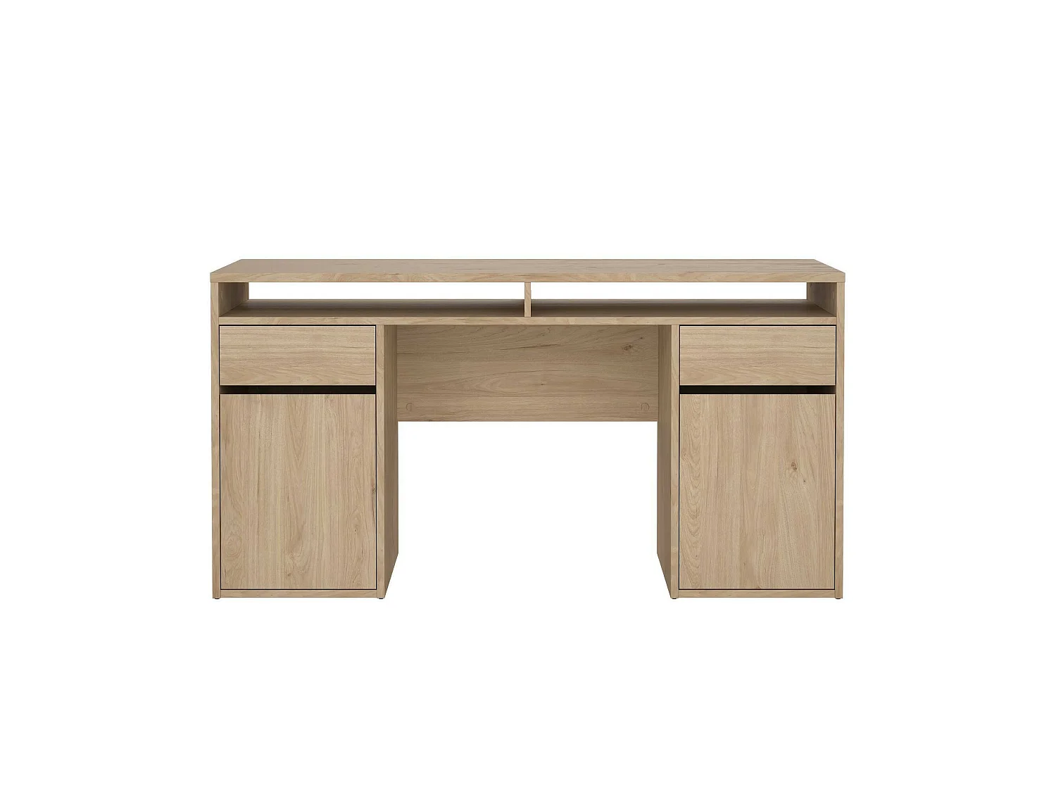 Bureau Leepi, 2 tiroirs, 48,2x149x77,4h cm Chêne Marron