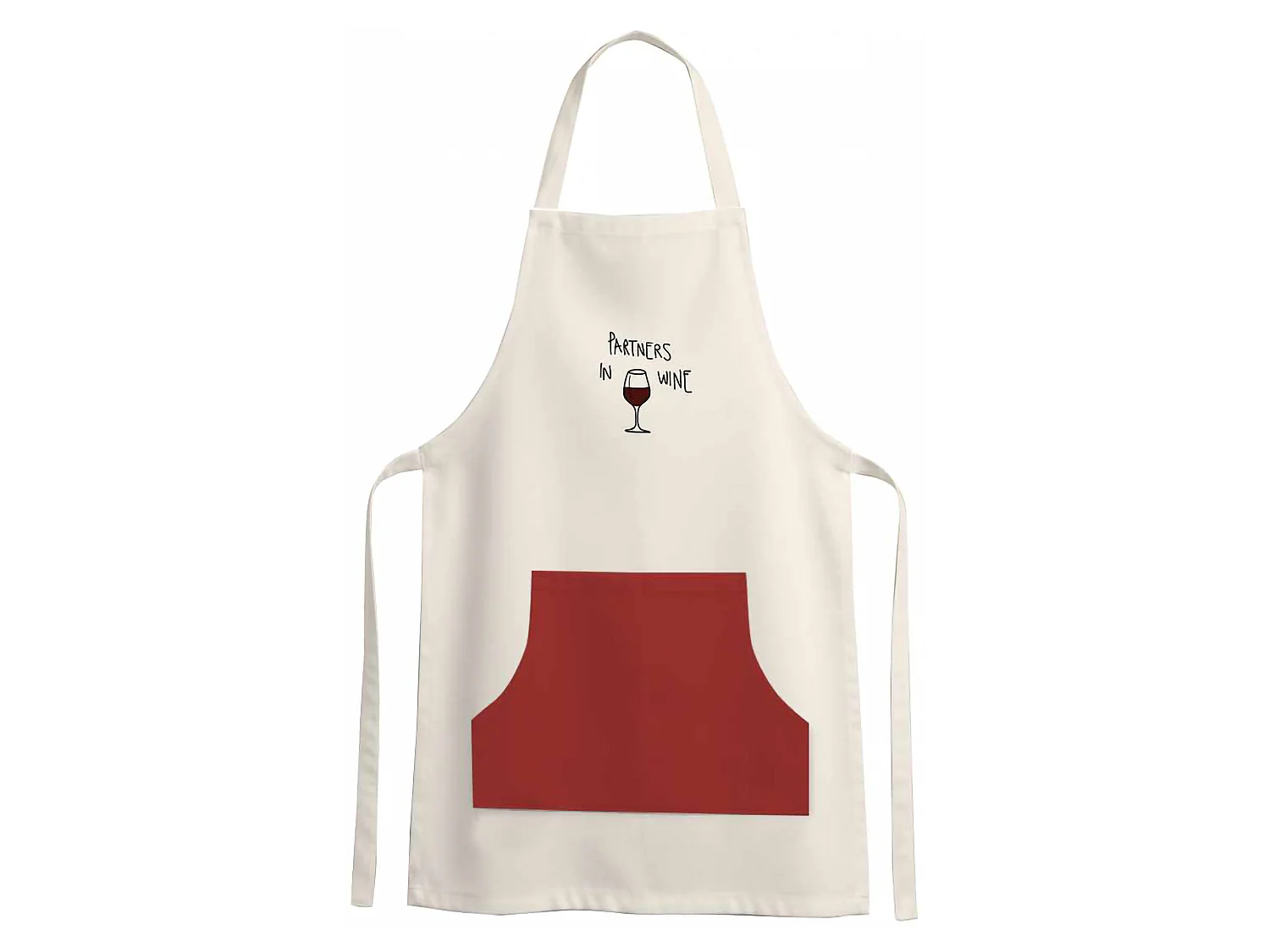 Tablier Cuisine Palitoba, Lavable en Machine à 30°, Rouge, Structure Blanche