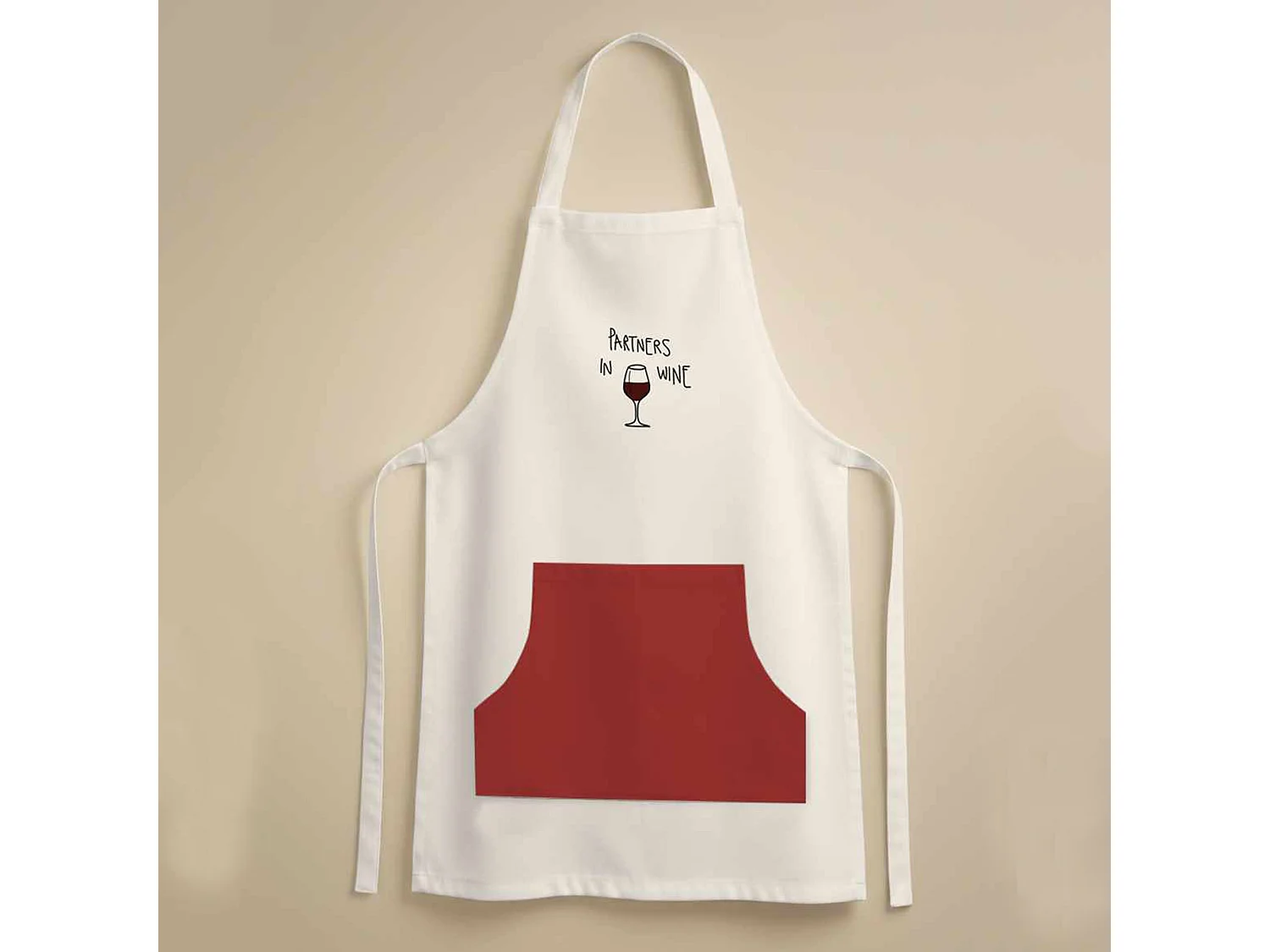 Tablier Cuisine Palitoba, Lavable en Machine à 30°, Rouge, Structure Blanche