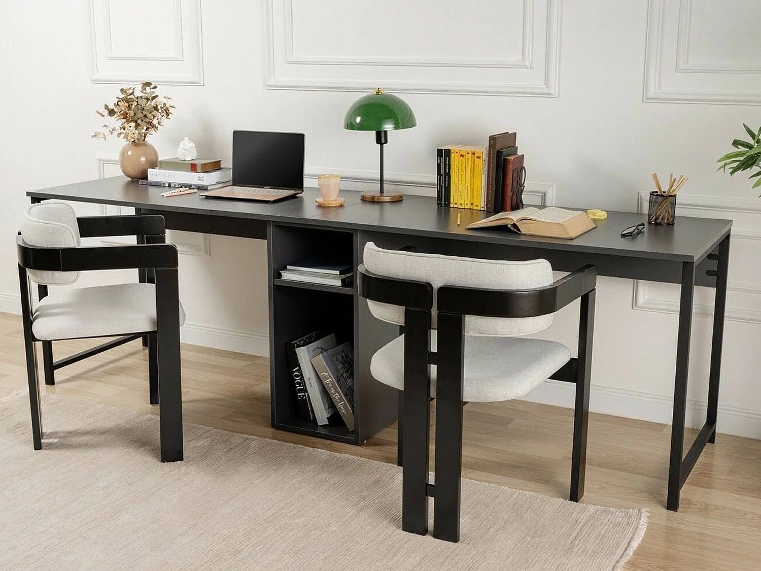 Bureau Violet, une Étagère, 60x240x74h cm Noir Anthracite