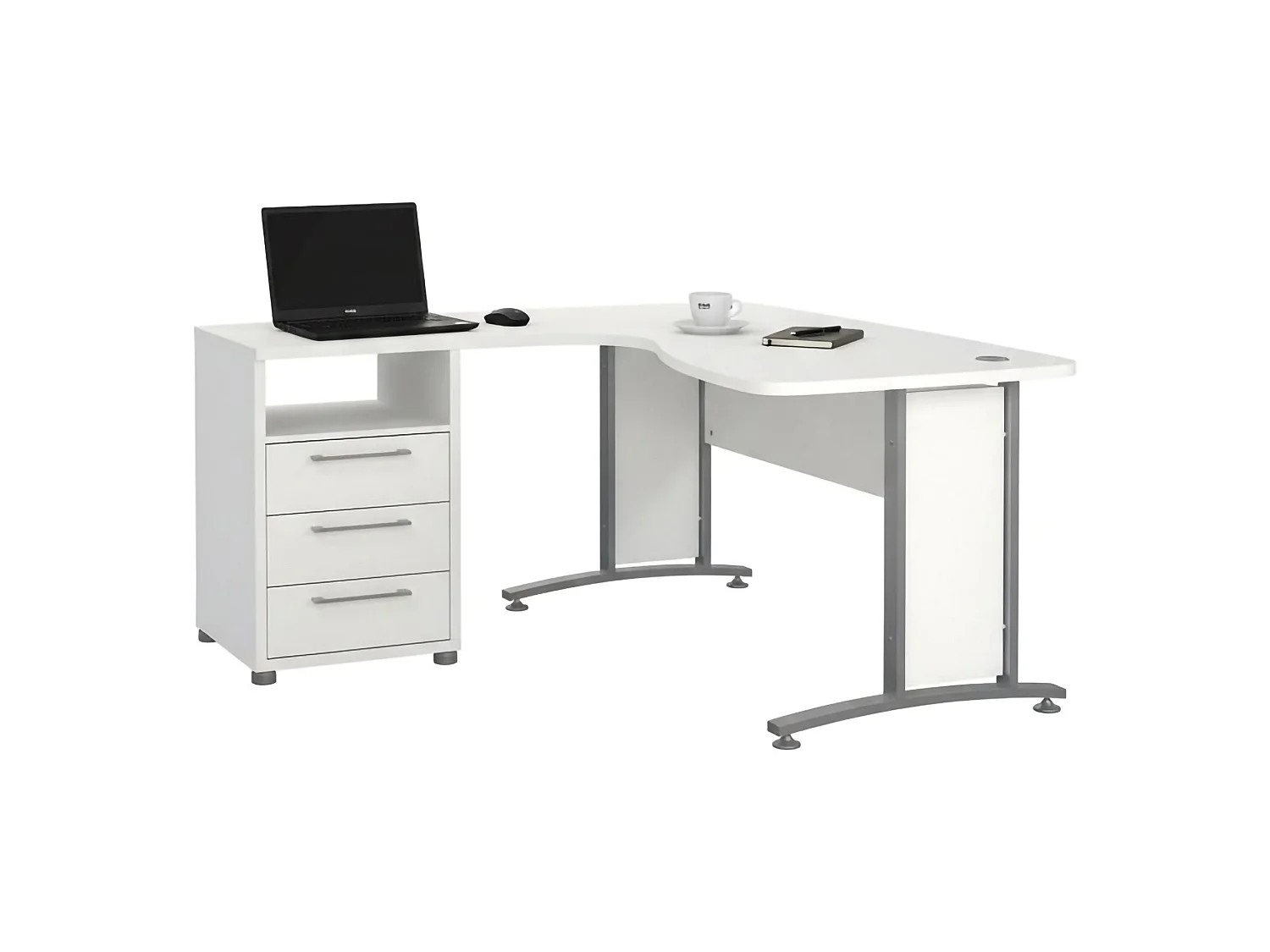 Bureau Estong, d'angle, 150,4x159x75,4h cm Blanc