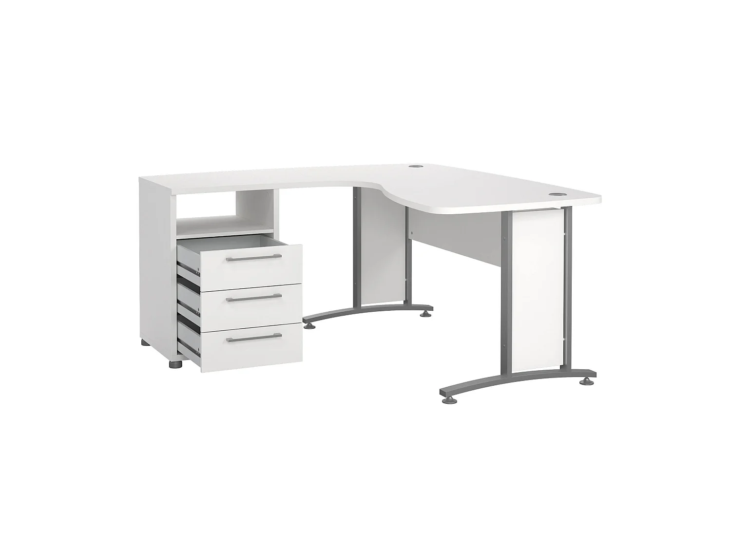 Bureau Estong, d'angle, 150,4x159x75,4h cm Blanc