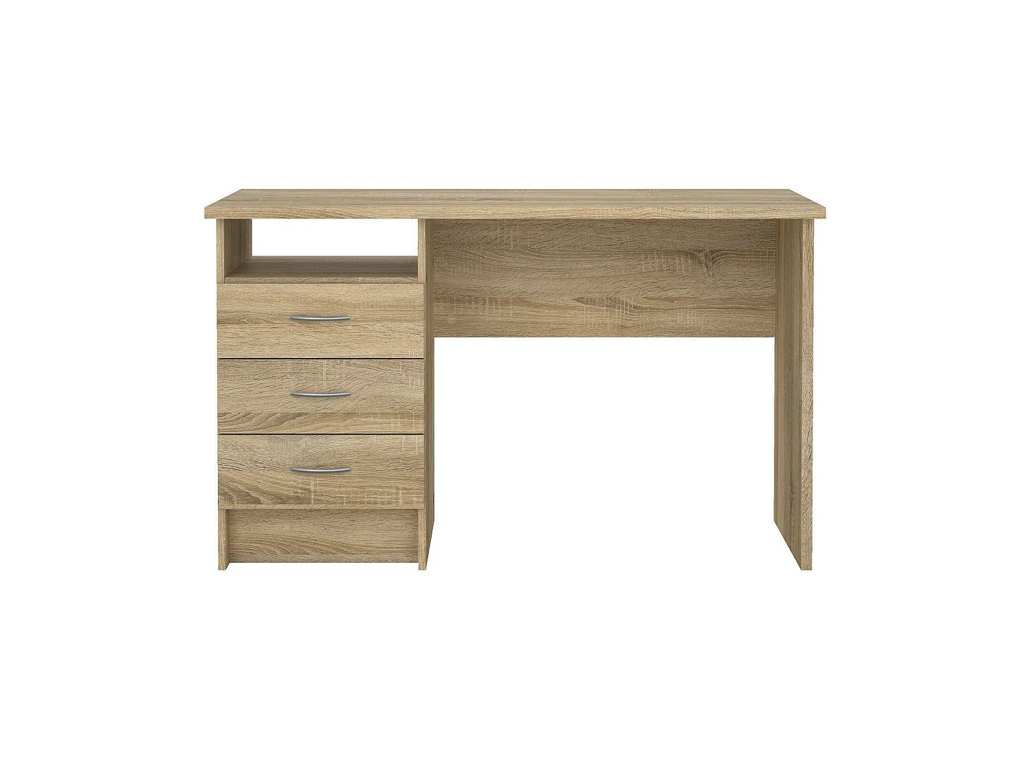 Bureau Andre, 3 lades, 120x48x73h cm bruin eiken, kleur blad bruin, kleurtint frame eiken