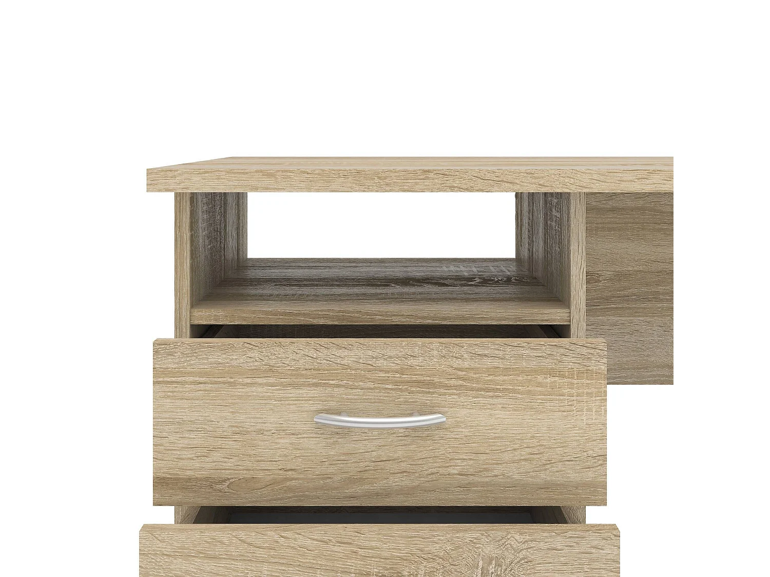 Bureau Andre, 3 lades, 120x48x73h cm bruin eiken, kleur blad bruin, kleurtint frame eiken