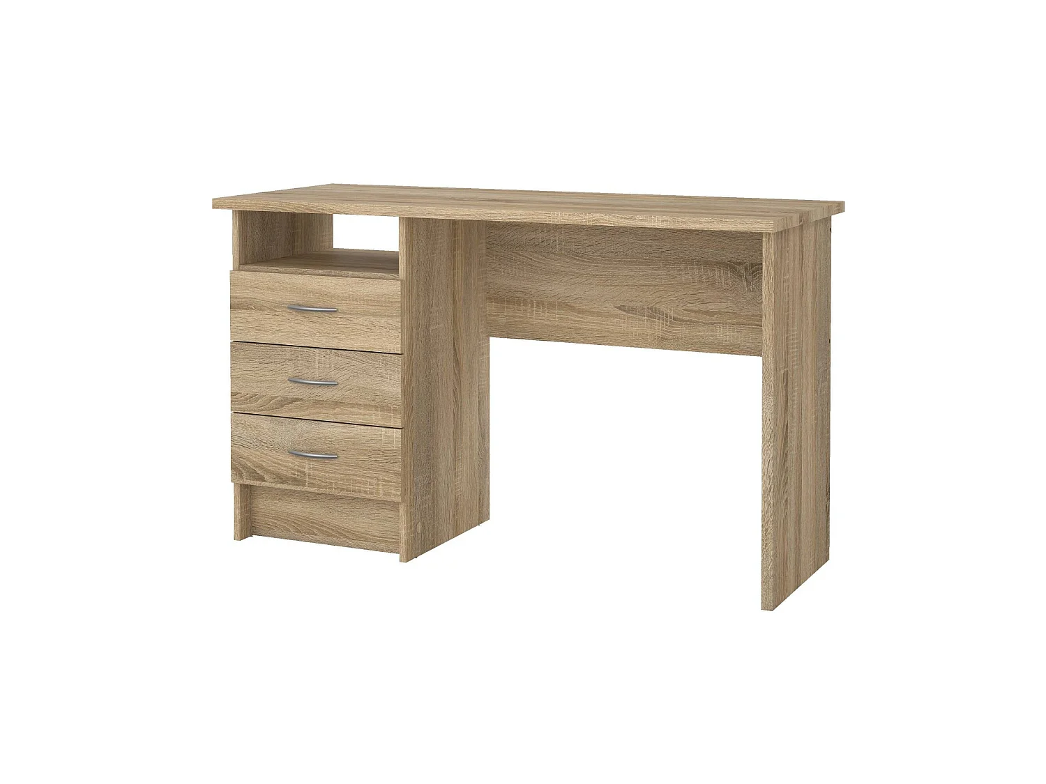 Bureau Andre, 3 lades, 120x48x73h cm bruin eiken, kleur blad bruin, kleurtint frame eiken