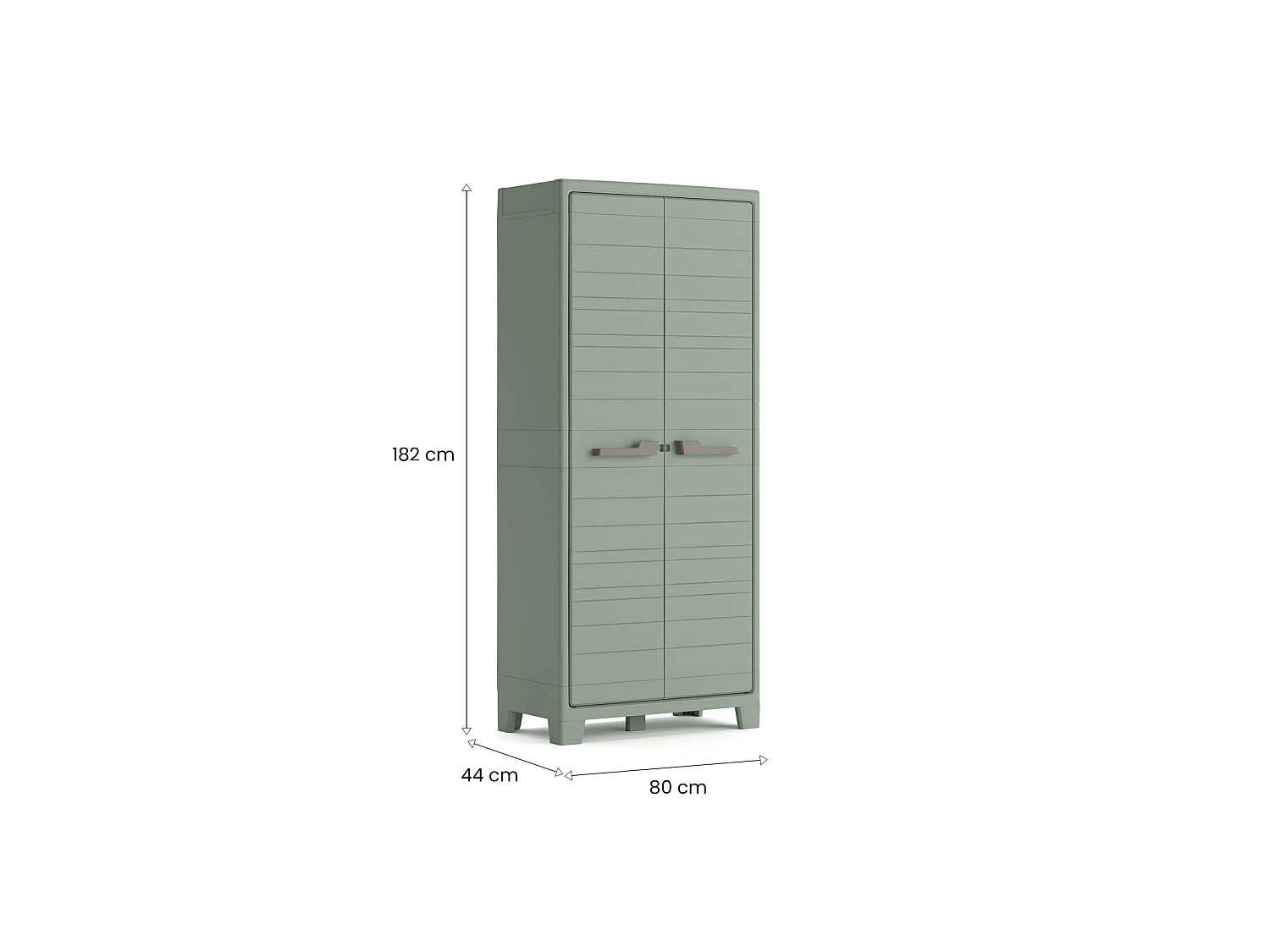 Buitenkast Quesnel, 8 planken gemaakt in Italië, 80x44x182h cm grijs, tuinkast, 2 deuren, UV-bestendig, waterdicht