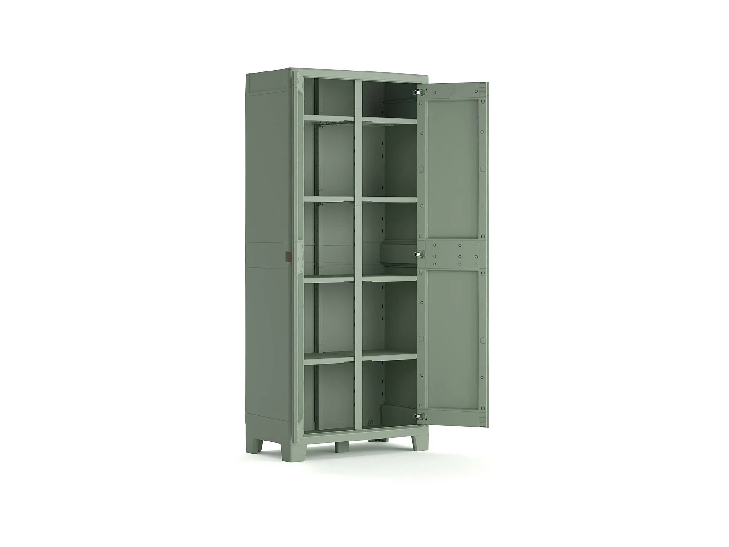 Buitenkast Quesnel, 8 planken gemaakt in Italië, 80x44x182h cm grijs, tuinkast, 2 deuren, UV-bestendig, waterdicht