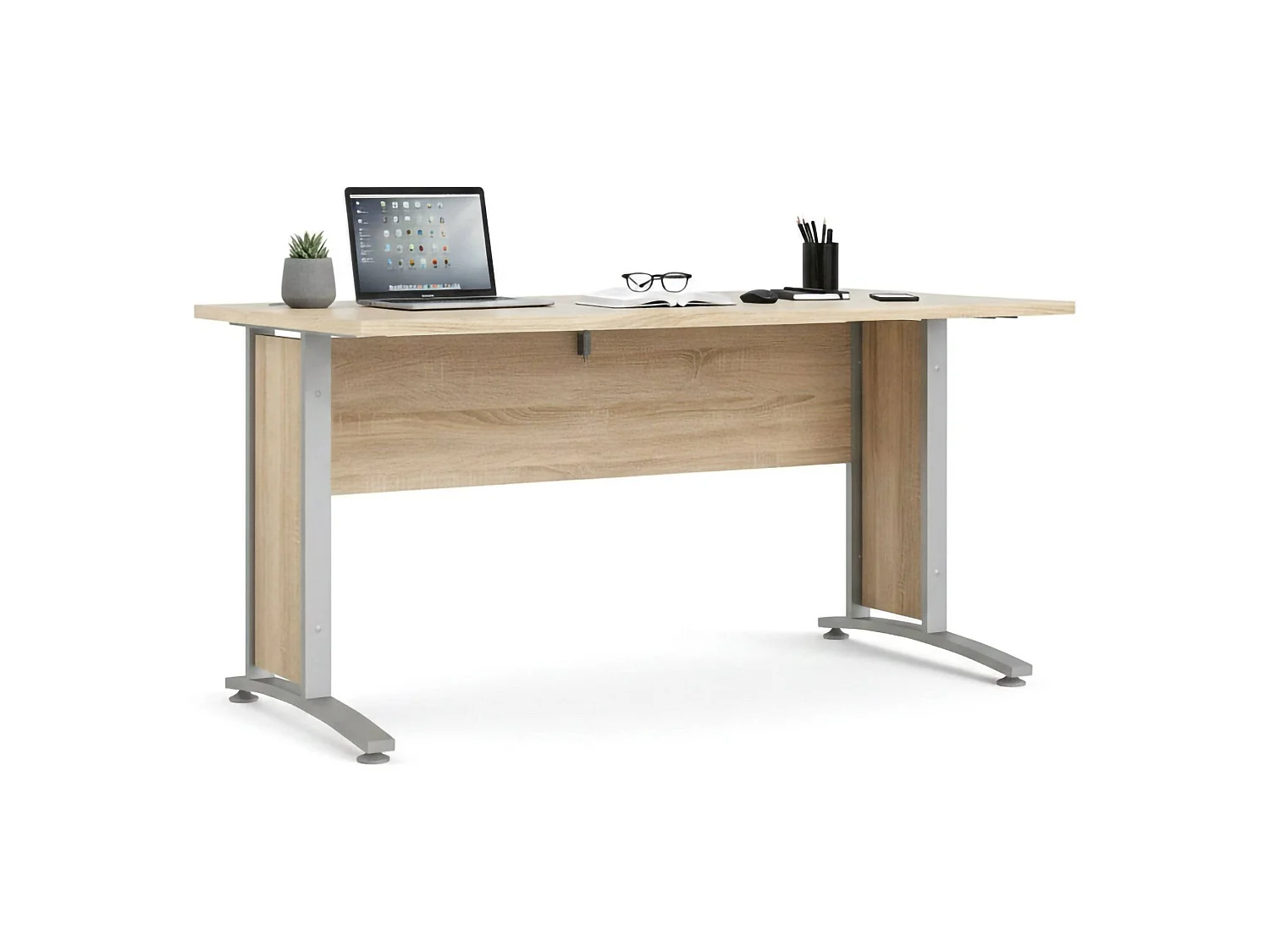 Bureau Ascorbato, Structure en Bois Nobilé, 80x150x74,5h cm Marron