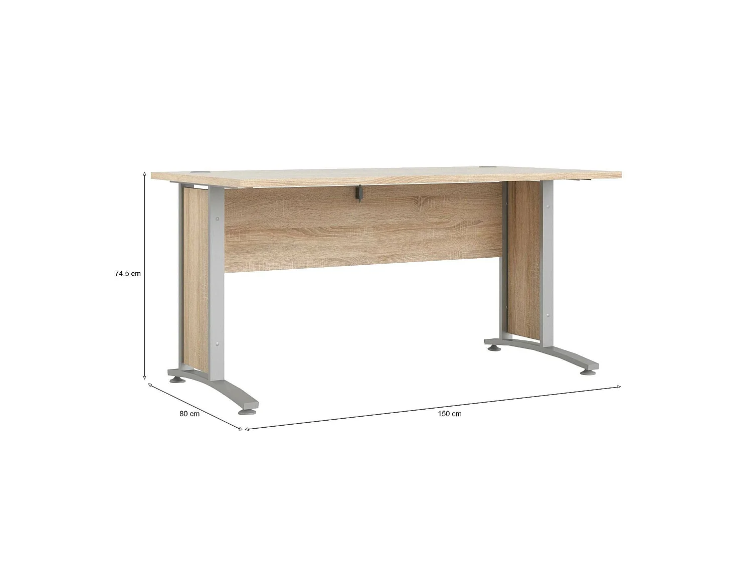 Bureau Ascorbato, Structure en Bois Nobilé, 80x150x74,5h cm Marron