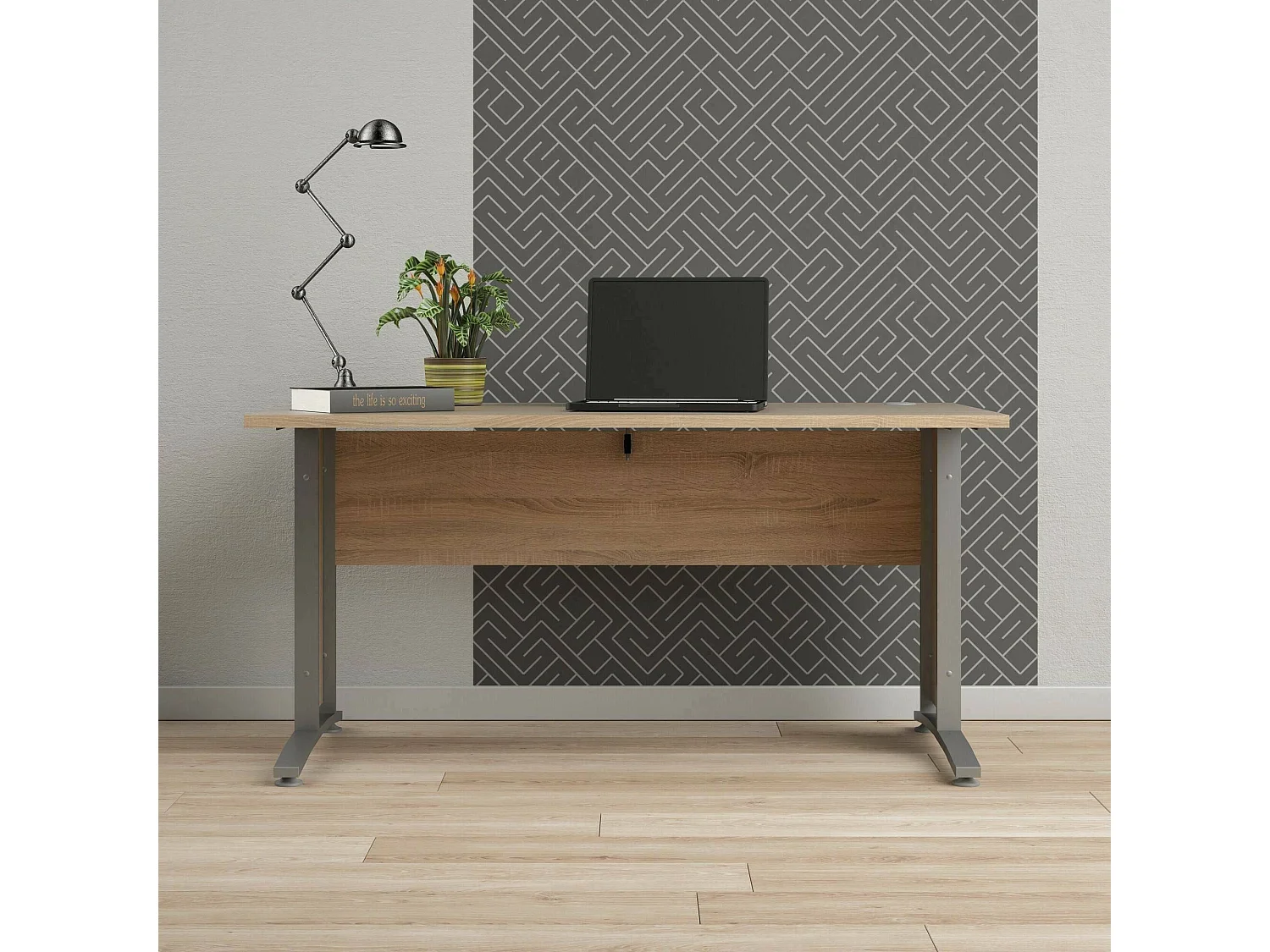 Bureau Ascorbato, Structure en Bois Nobilé, 80x150x74,5h cm Marron