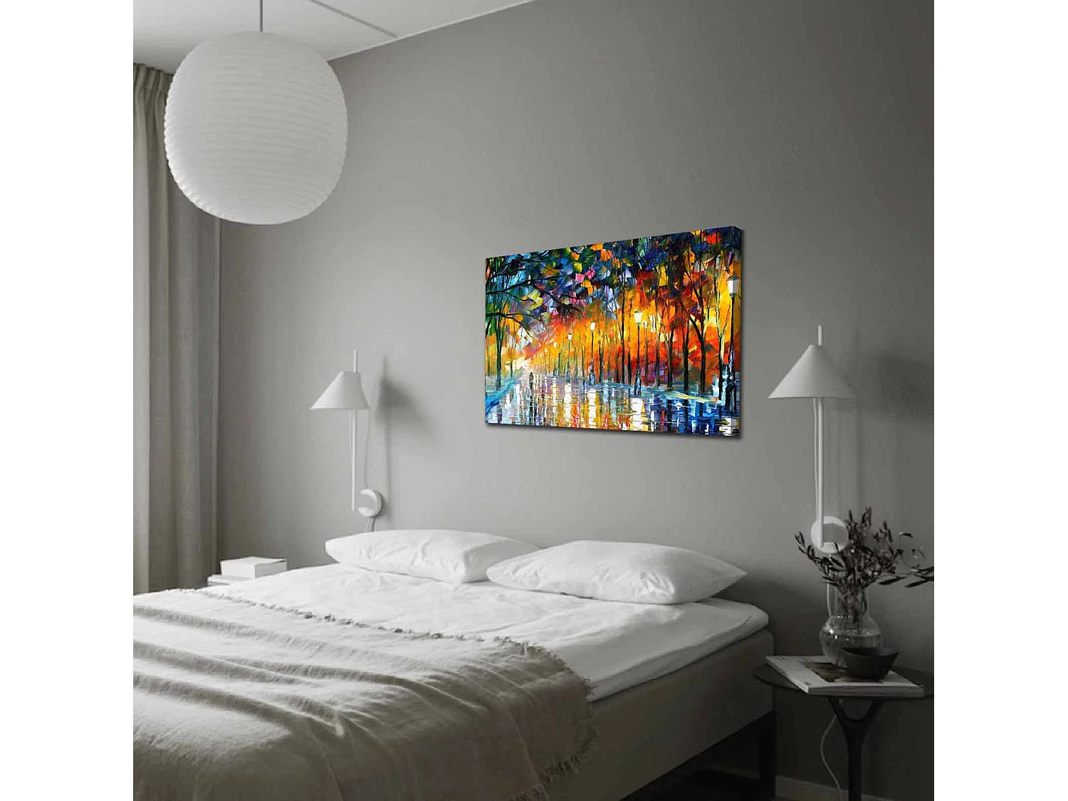 Tableau Nemimara, Structure en Tissu, 70x100h cm Multicolore, Bois Noble, Structure en Bois Noble