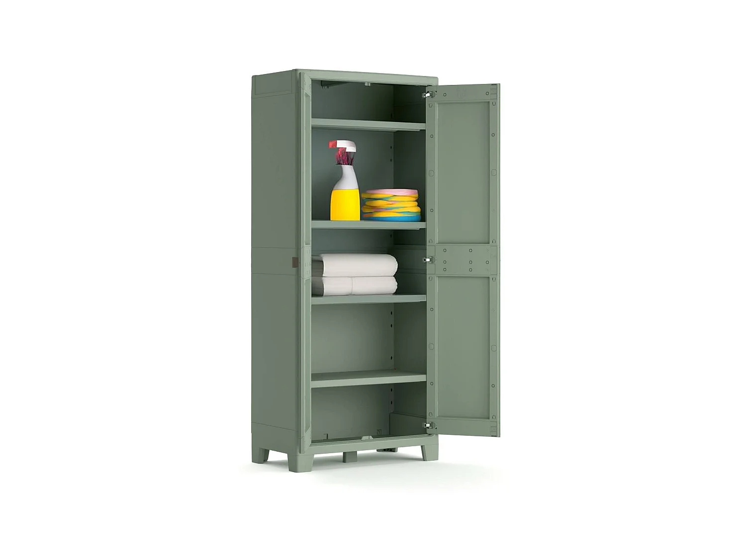 Armoire Extérieure Quesnel, 4 Étagères Fabriqué en Italie, 44x80x182h cm Gris, Meuble de Jardin