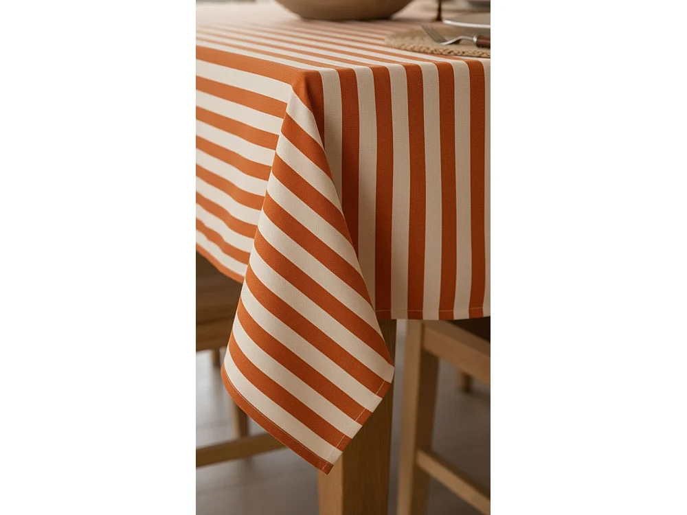 Tovaglia Trapezista, Lavabile Made in Italy, 270x140 cm Arancione, 100% Poliestere Tessuto Antipiega, Forma Rettangolare