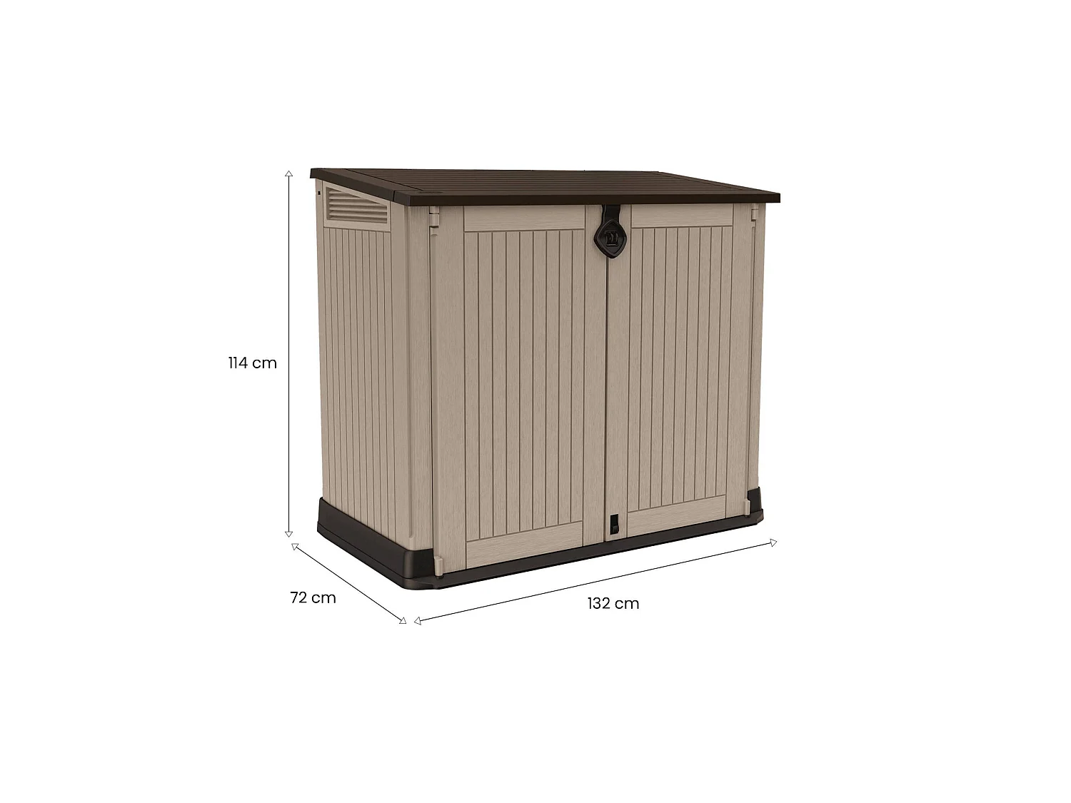 Buitenkast Gander, draaideuren, 132x72x114h cm beige, tuinkast, 2 deuren, waterdichte gereedschapskast