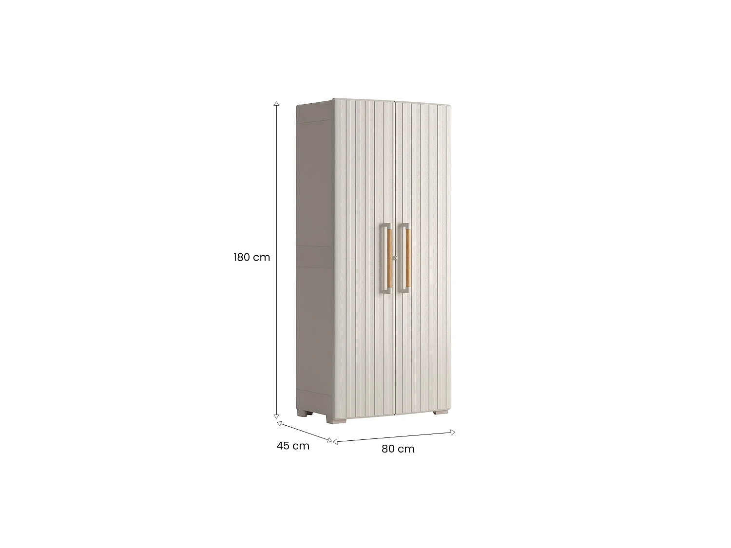 Außenschrank Melville, 3 Regalböden Made in Italy, 45x80x180h cm Sandbraun, Gartenschrank
