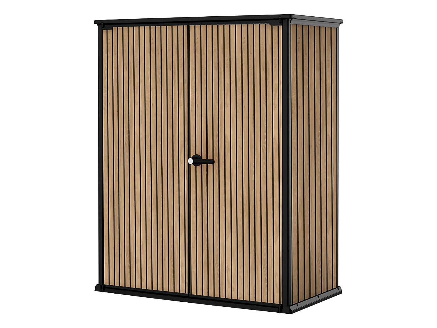 Armoire d'Extérieur Langdon, 2 Étagères, 140x74x170h cm Chêne Brun, Meuble de Jardin, Portes Battantes, 2 Vantaux