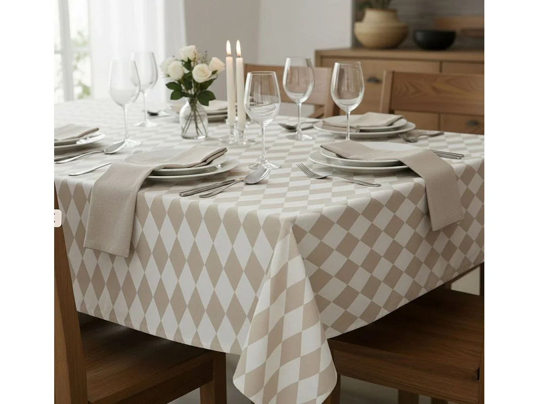 Tovaglia Acrobata, 100% Poliestere Tessuto Antipiega Made in Italy, 240x140 cm Grigio Tortora, Lavabile, Forma Rettangolare