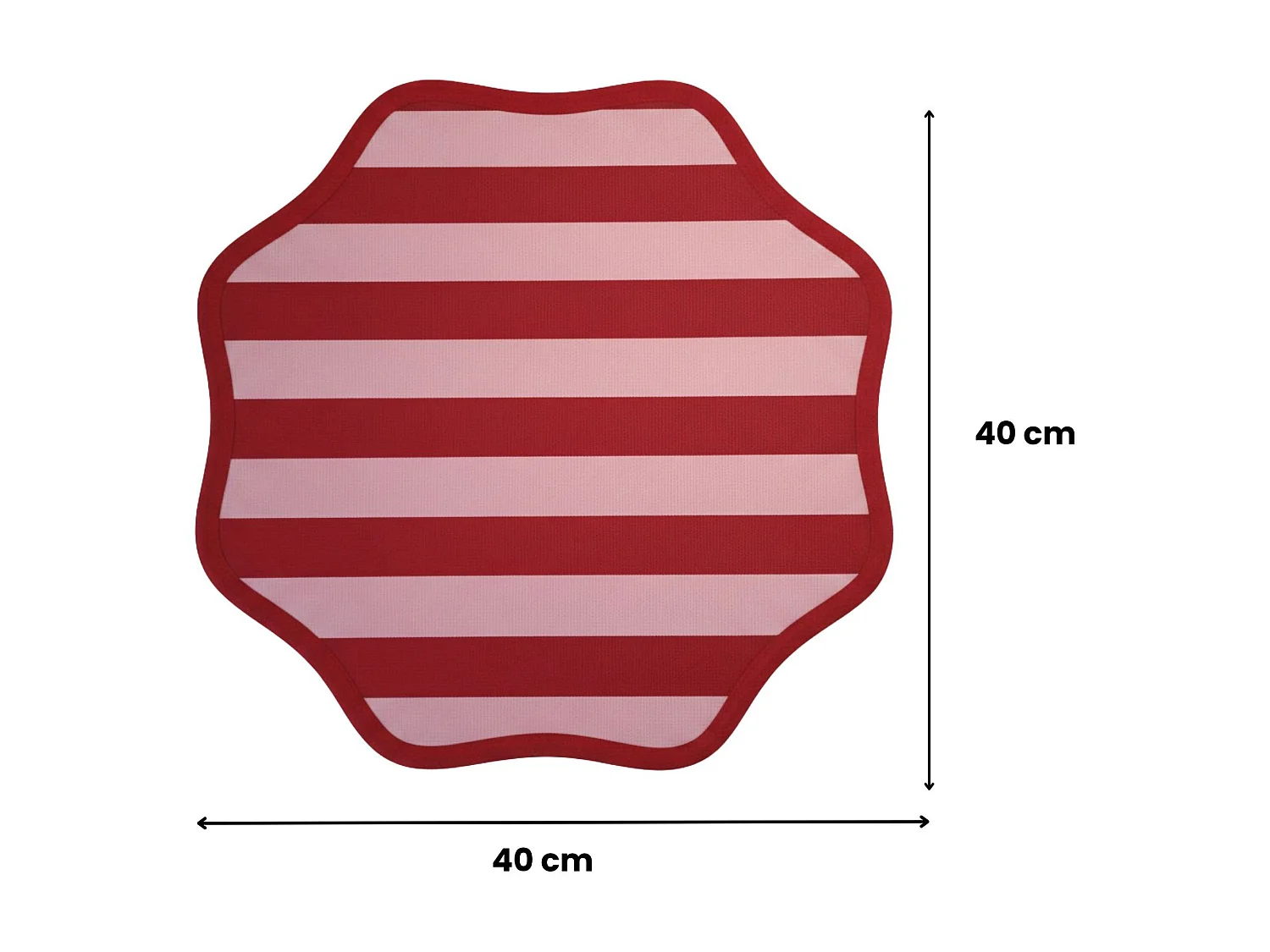 Sets de 6 Sets de table Hart, Bord ondulé, Rayures Made in Italy, 40x40 cm Rouge, Lavable, Structure Rose