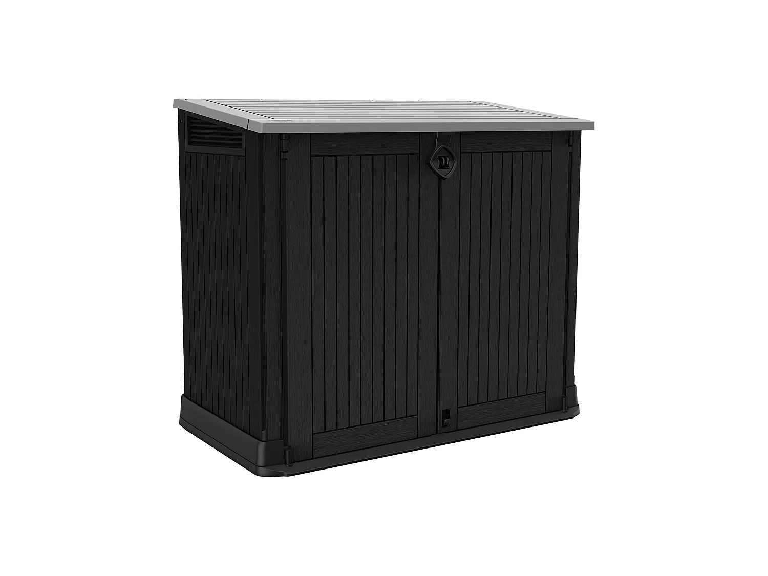Buitenkast Gander, draaideuren, 132x72x114h cm zwart, tuinmeubel, 2 deuren, waterdichte gereedschapskast