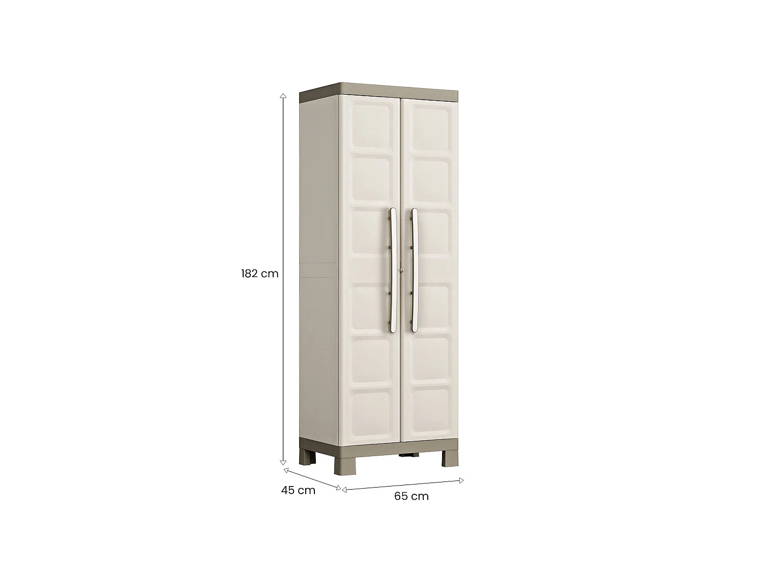 Strathmore Außenschrank, 4 Regalböden Made in Italy, 45x65x182h cm, Sandbraun, Gartenschrank