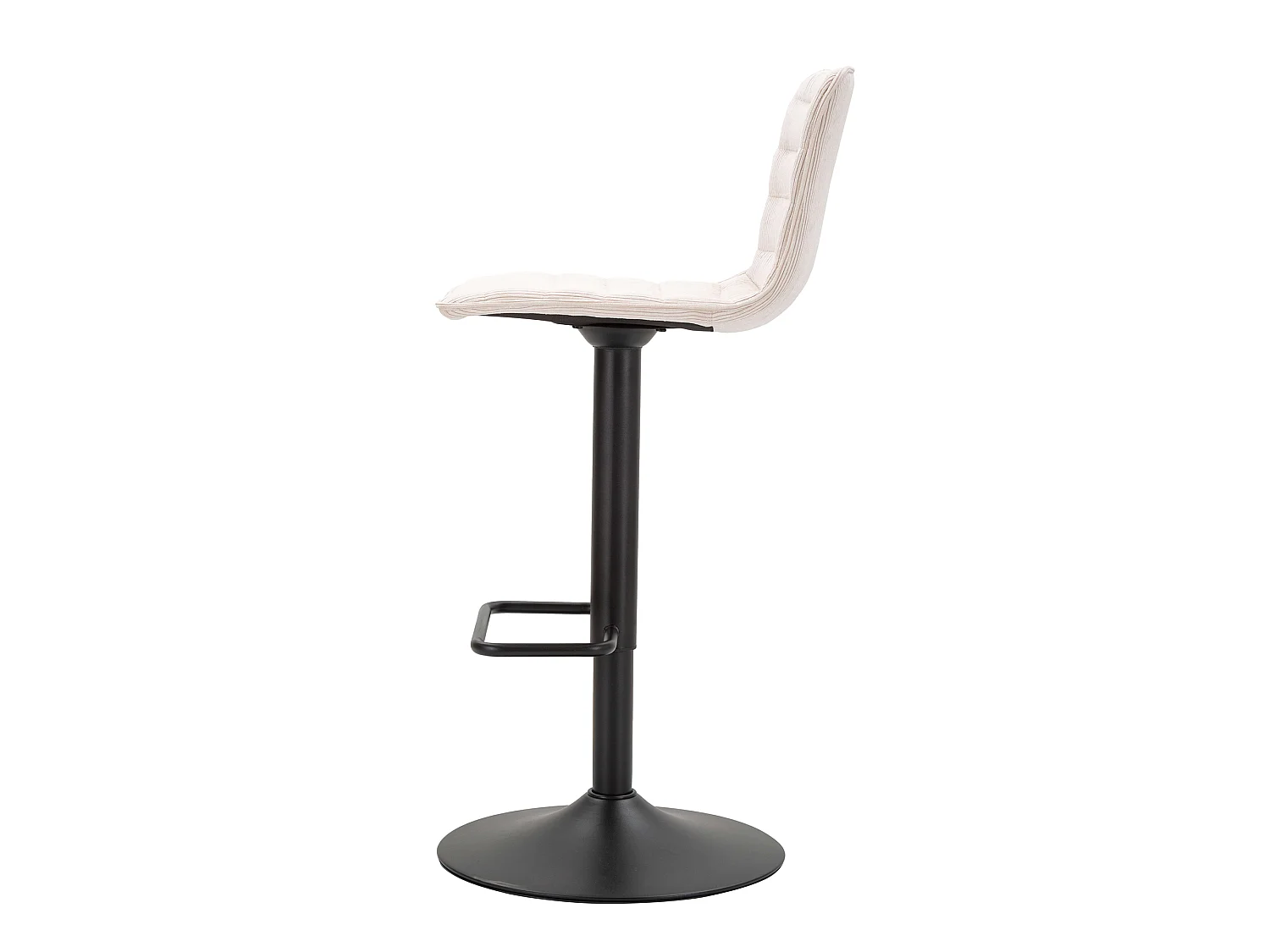 Tabouret Essaou, Réglable, 43x50x86h cm Blanc Crème, avec Dossier, Rembourré