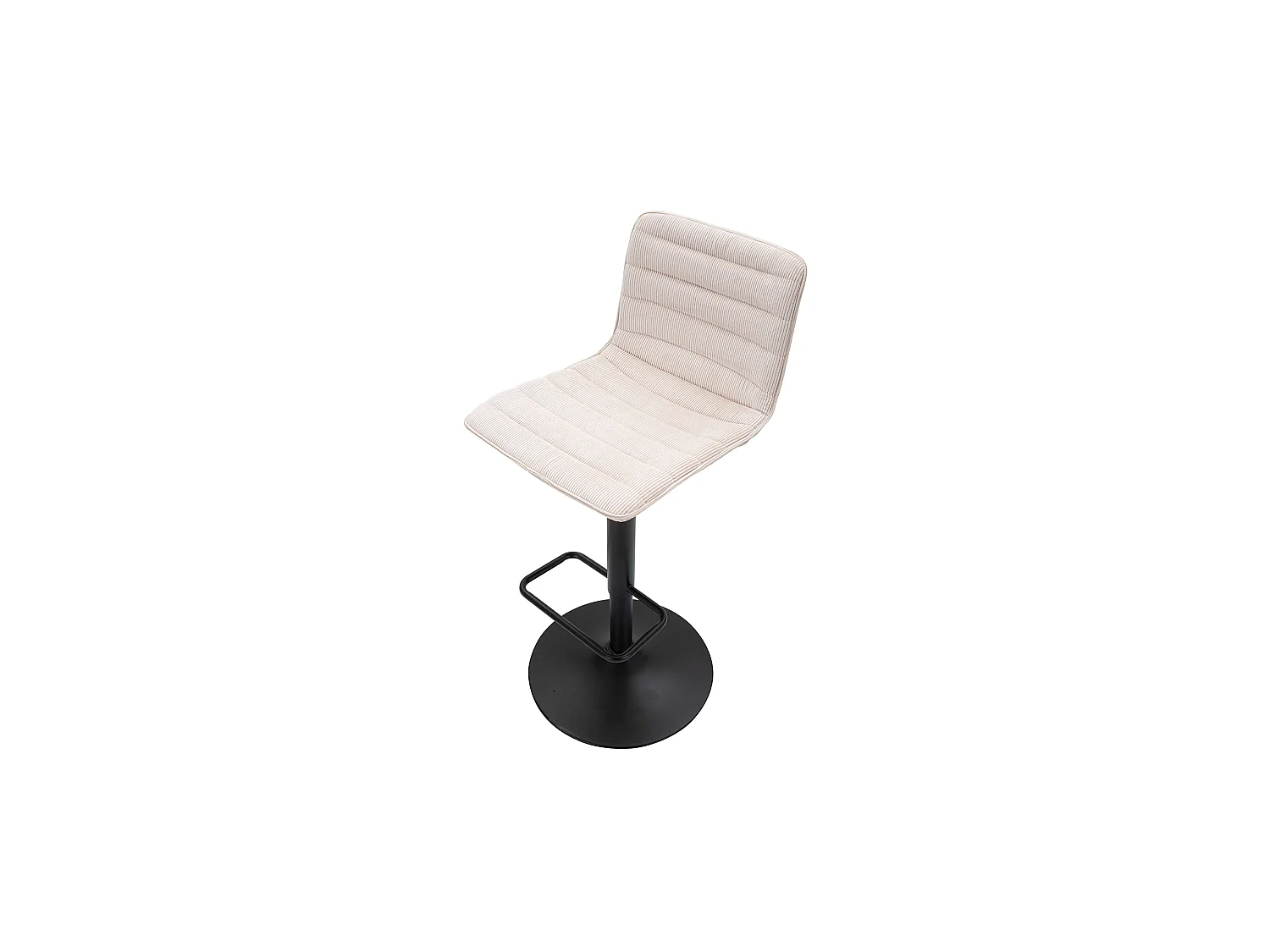 Tabouret Essaou, Réglable, 43x50x86h cm Blanc Crème, avec Dossier, Rembourré