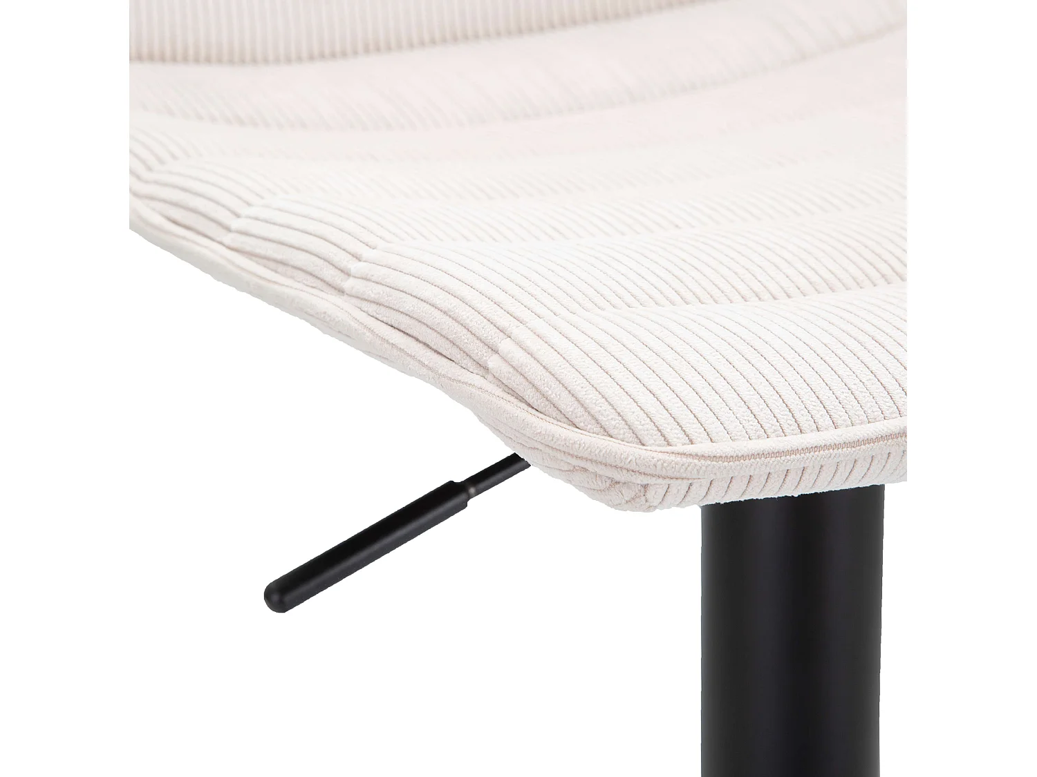 Tabouret Essaou, Réglable, 43x50x86h cm Blanc Crème, avec Dossier, Rembourré